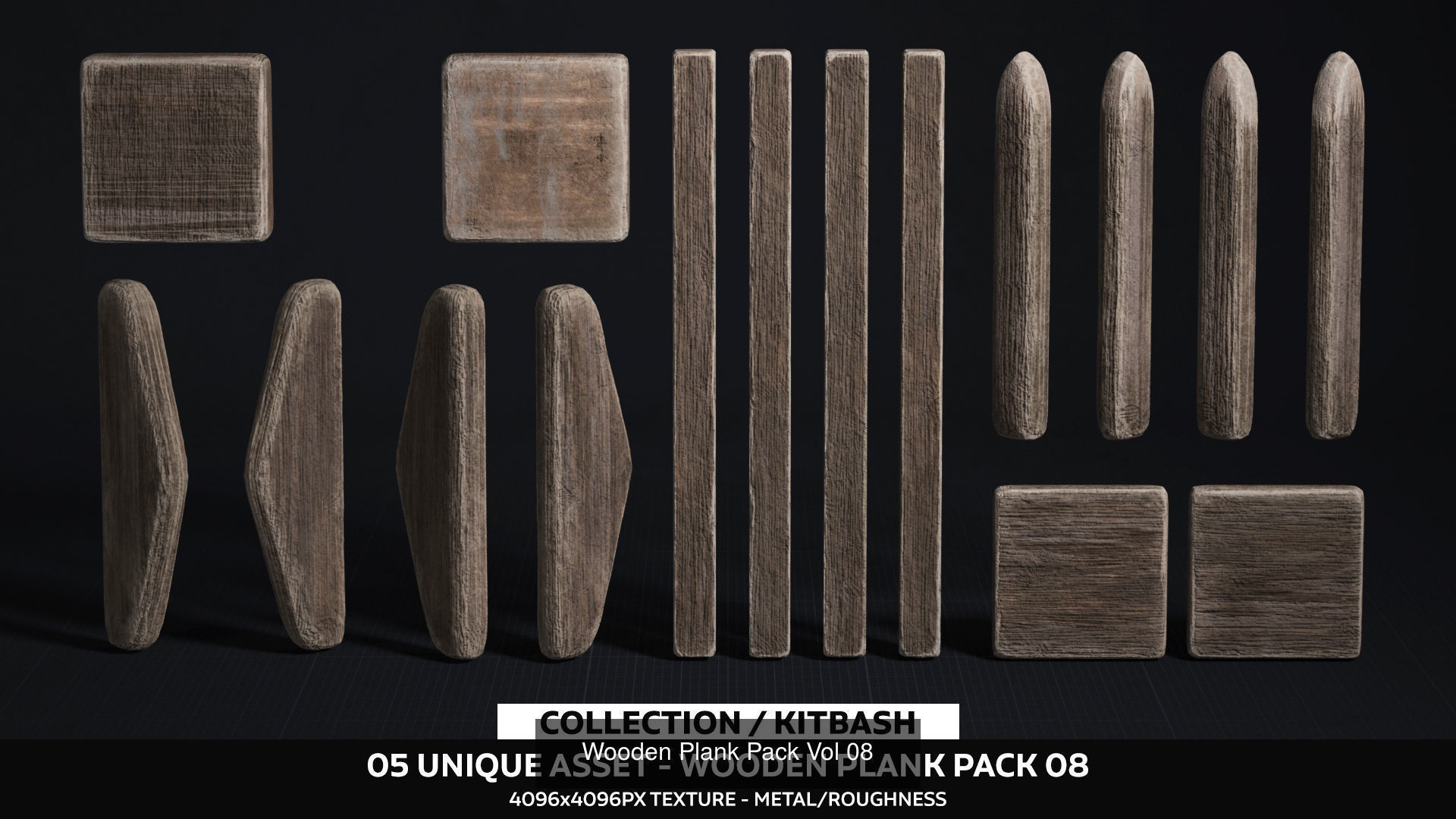 Wooden Plank Pack 3D Model Collection_6