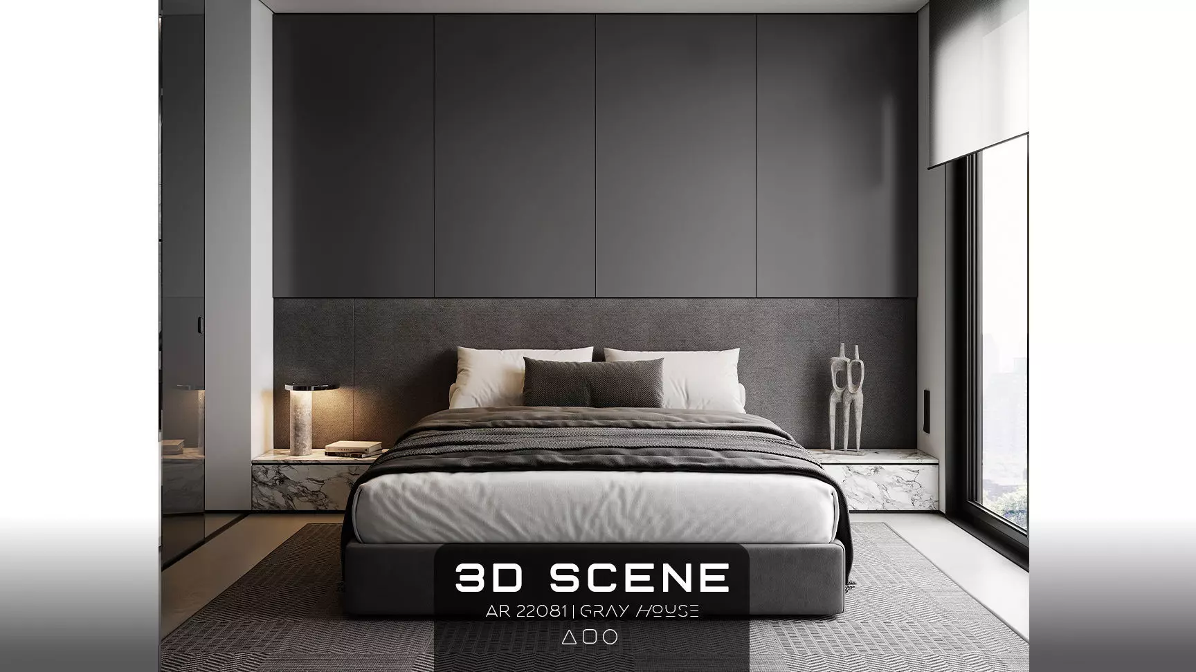 AR-22081 Gray House - Bedroom 3D Scene 3D model_0