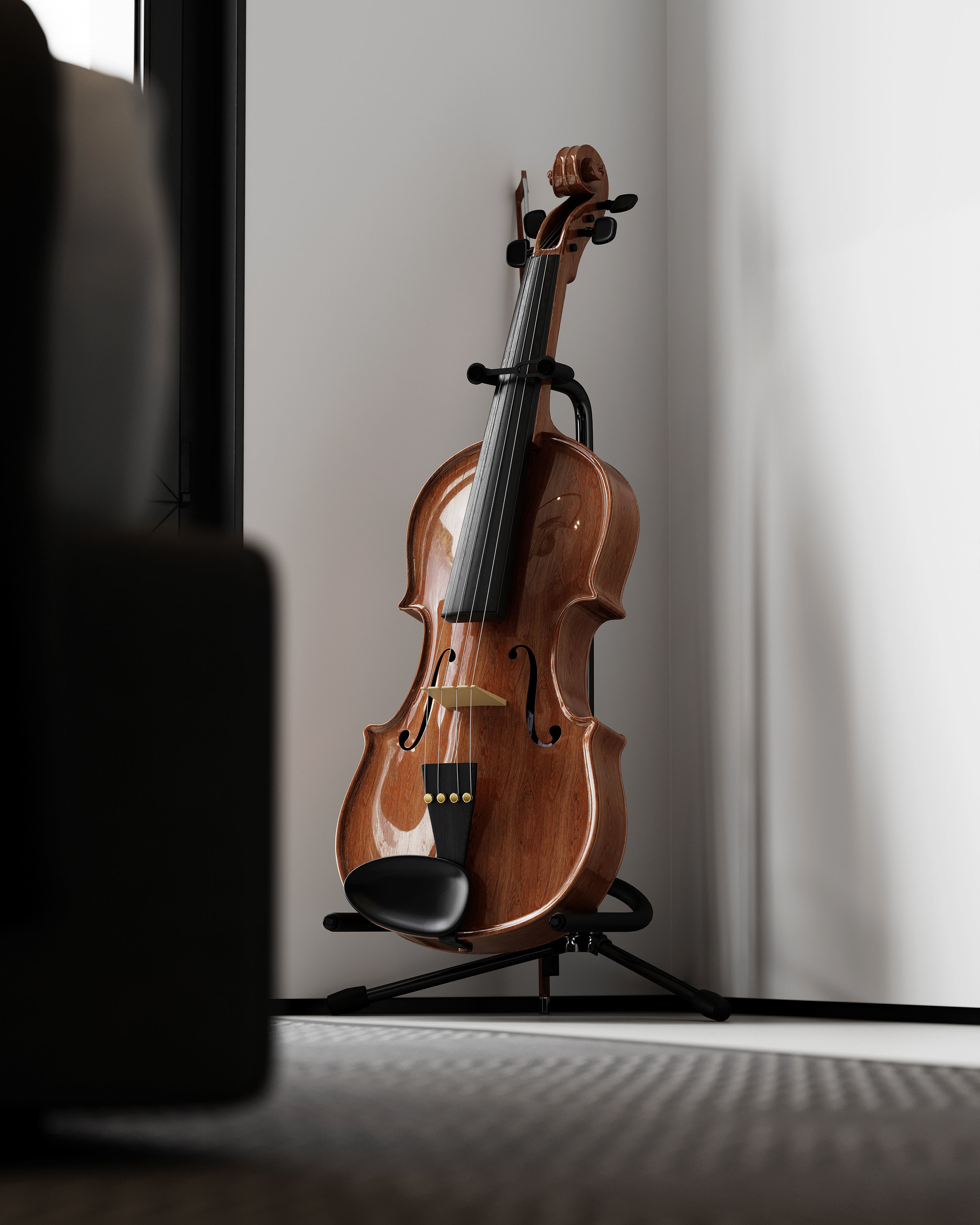 AR-22081 Gray House - Bedroom 3D Scene 3D model_7