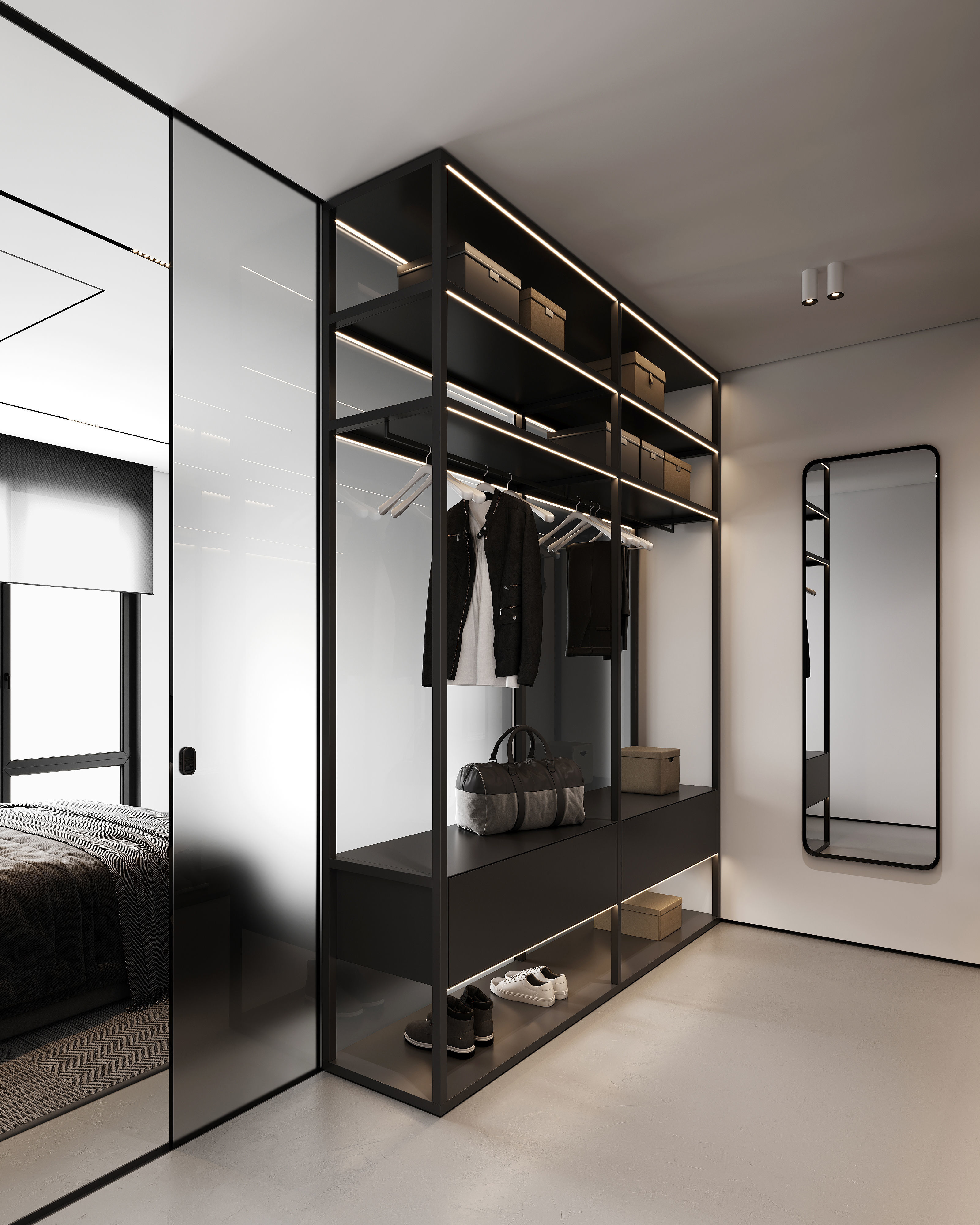 AR-22081 Gray House - Bedroom 3D Scene 3D model_10