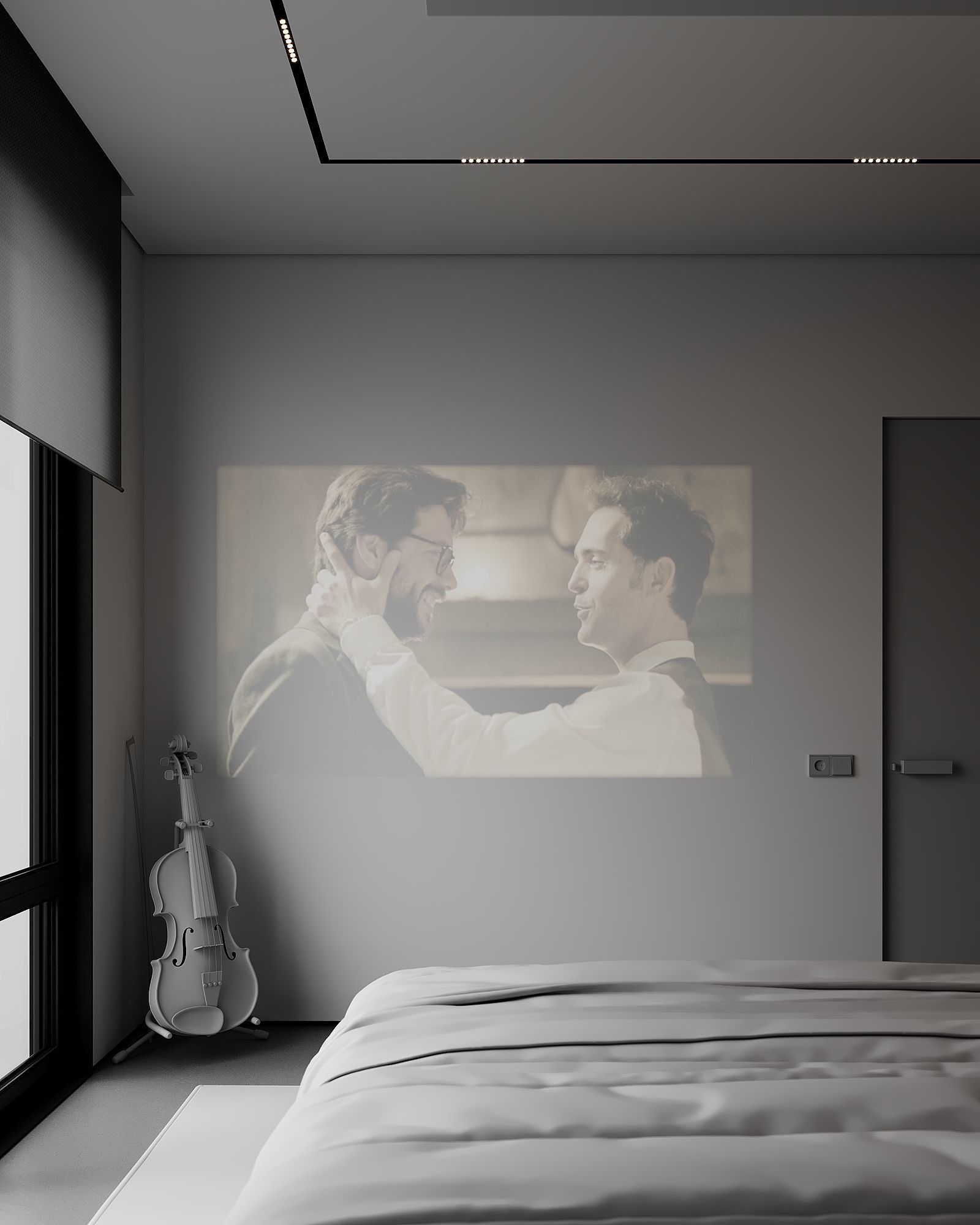 AR-22081 Gray House - Bedroom 3D Scene 3D model_16