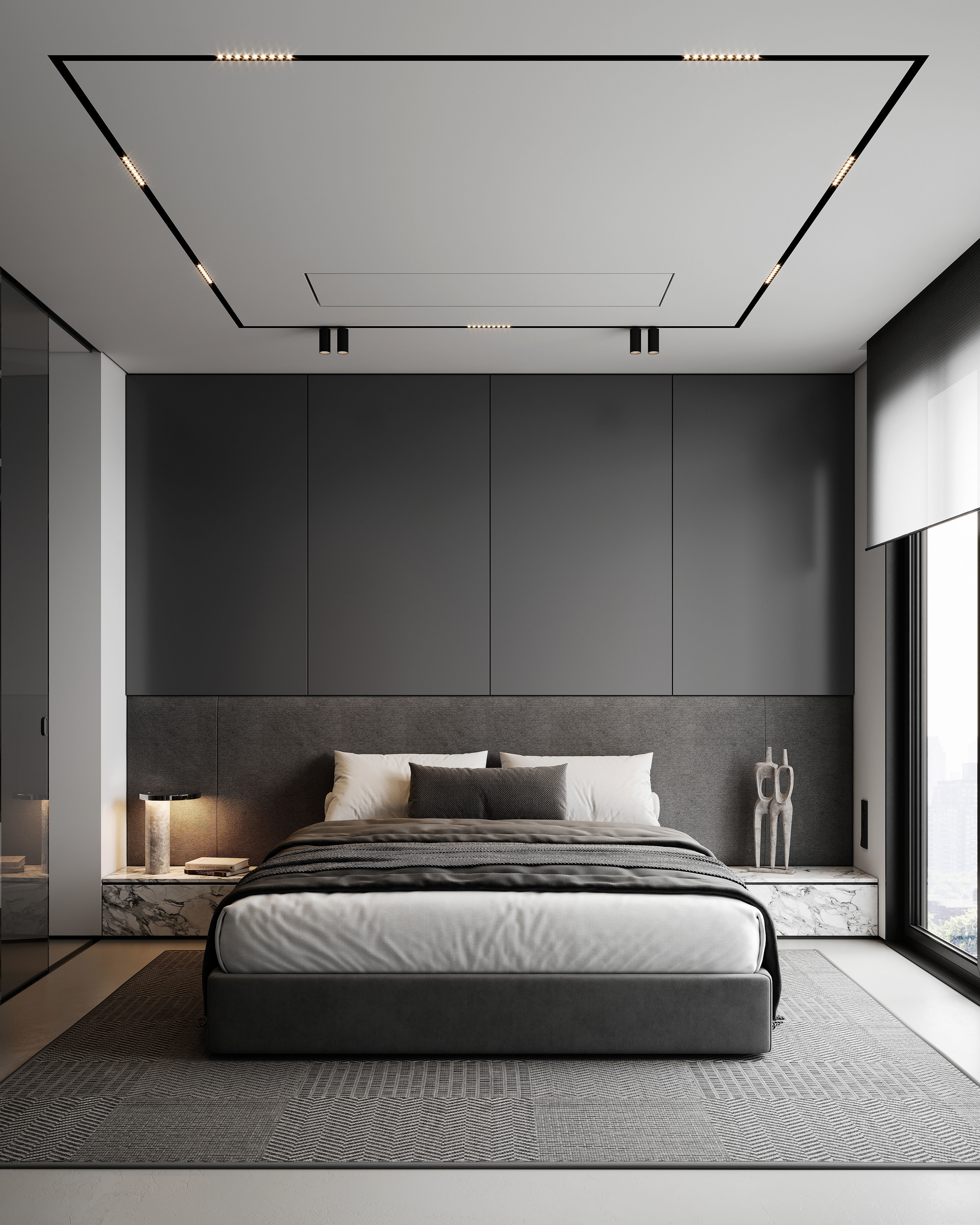 AR-22081 Gray House - Bedroom 3D Scene 3D model_1