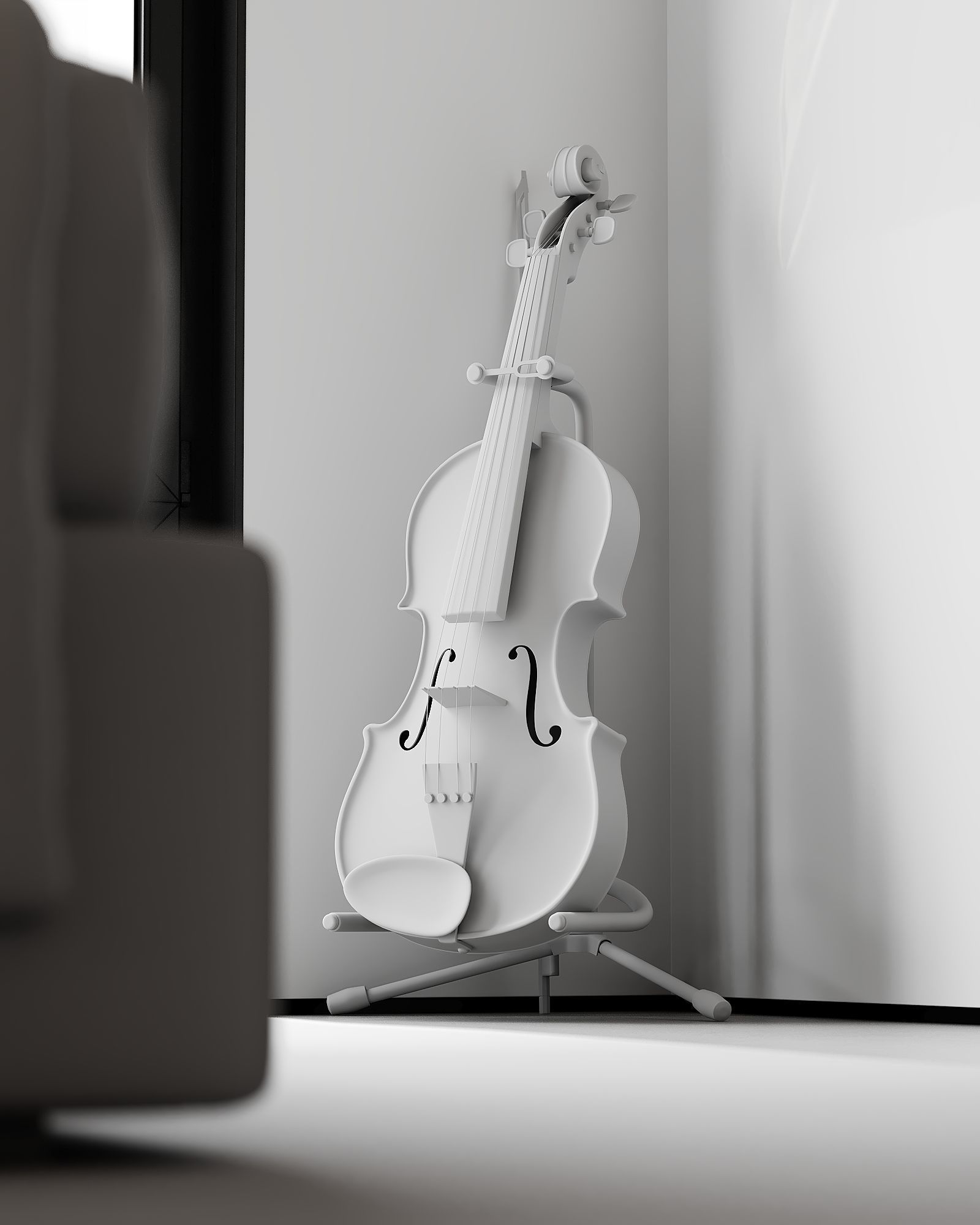 AR-22081 Gray House - Bedroom 3D Scene 3D model_12