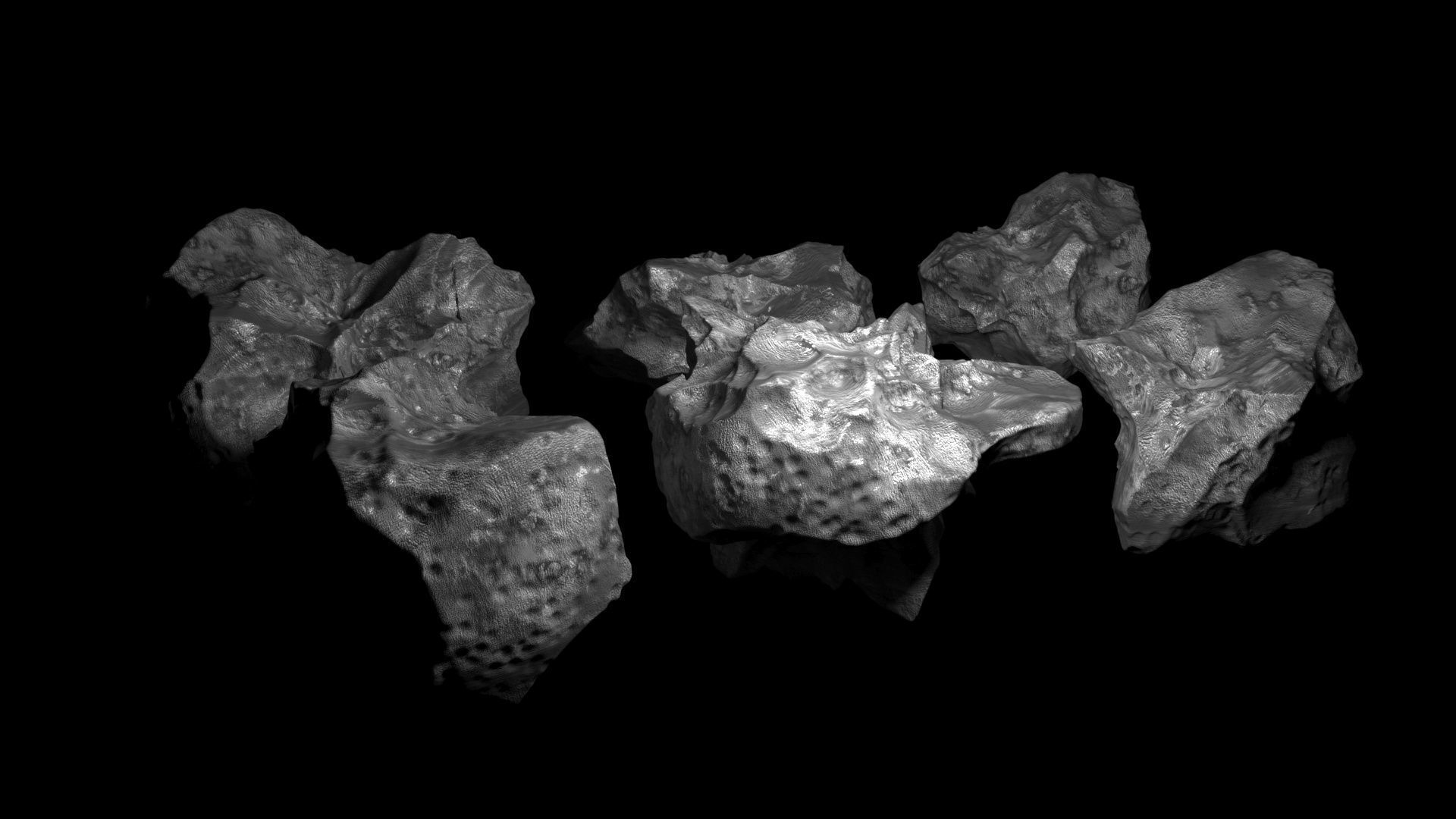 Asteroids Set 3D model_3