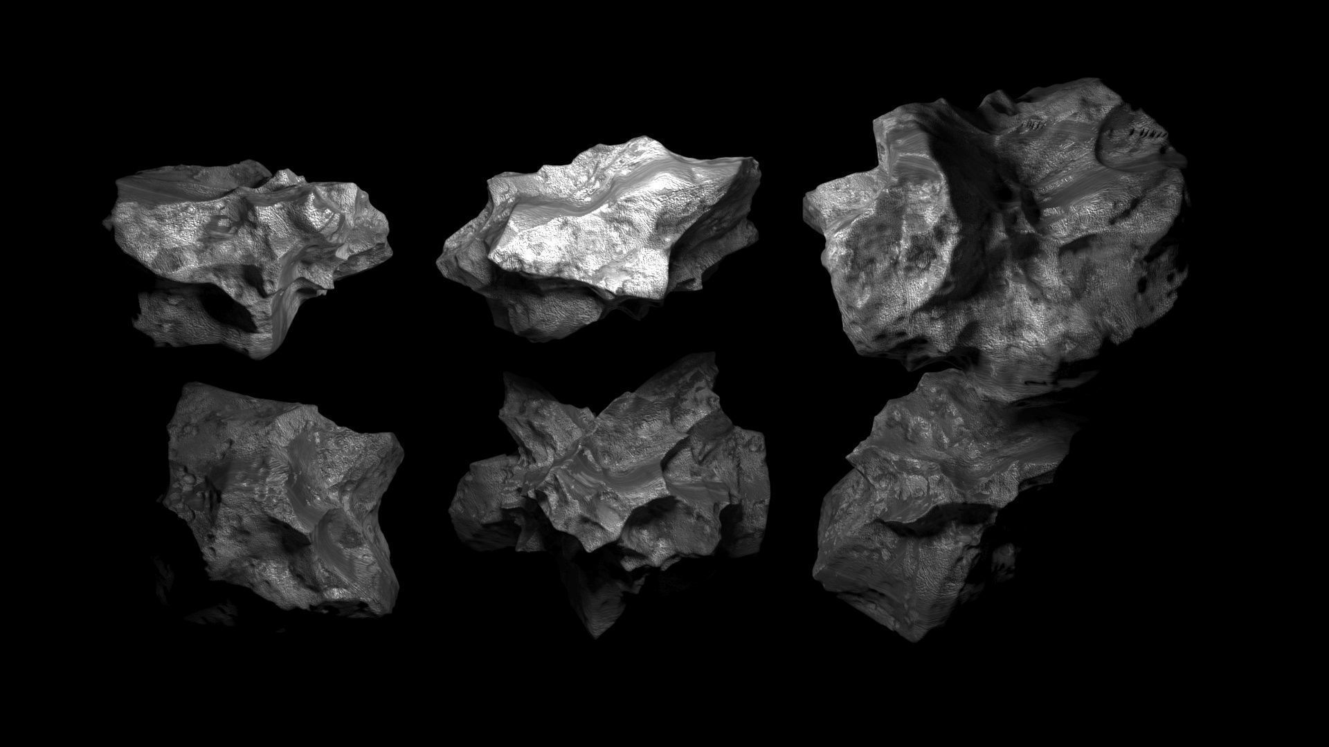 Asteroids Set 3D model_5