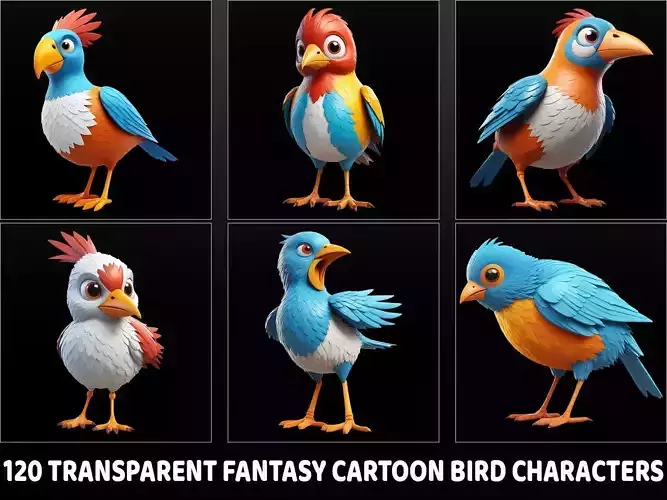120 Fantasy Cartoon Bird Characters