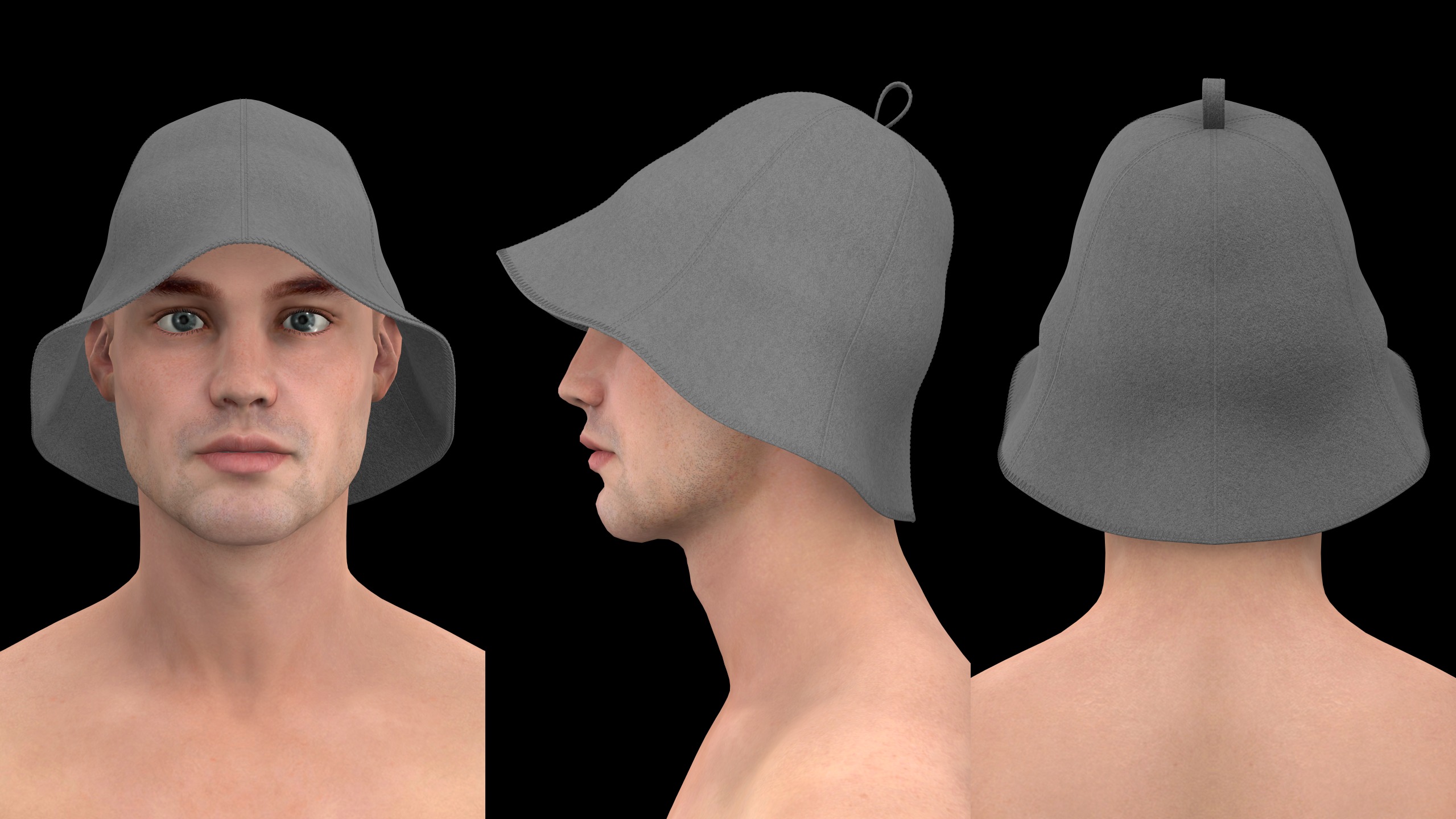 BASIC SAUNA FELT HAT mv2 highpoly 3D model_1