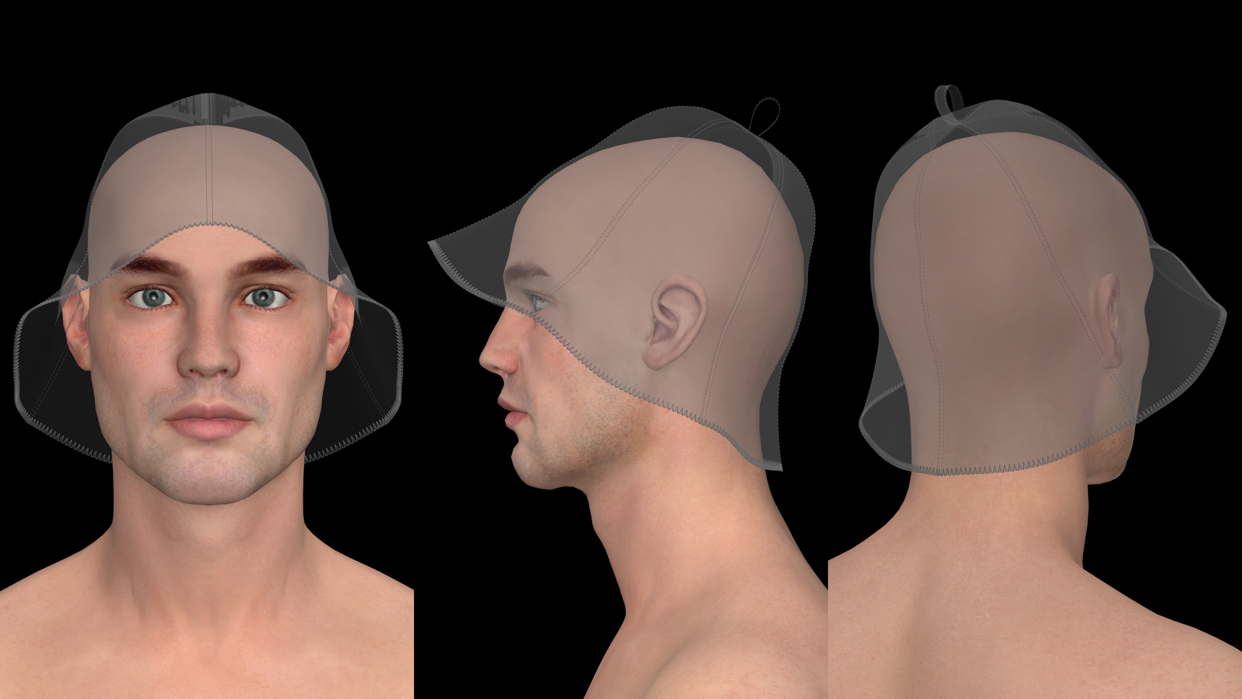 BASIC SAUNA FELT HAT mv2 highpoly 3D model_4