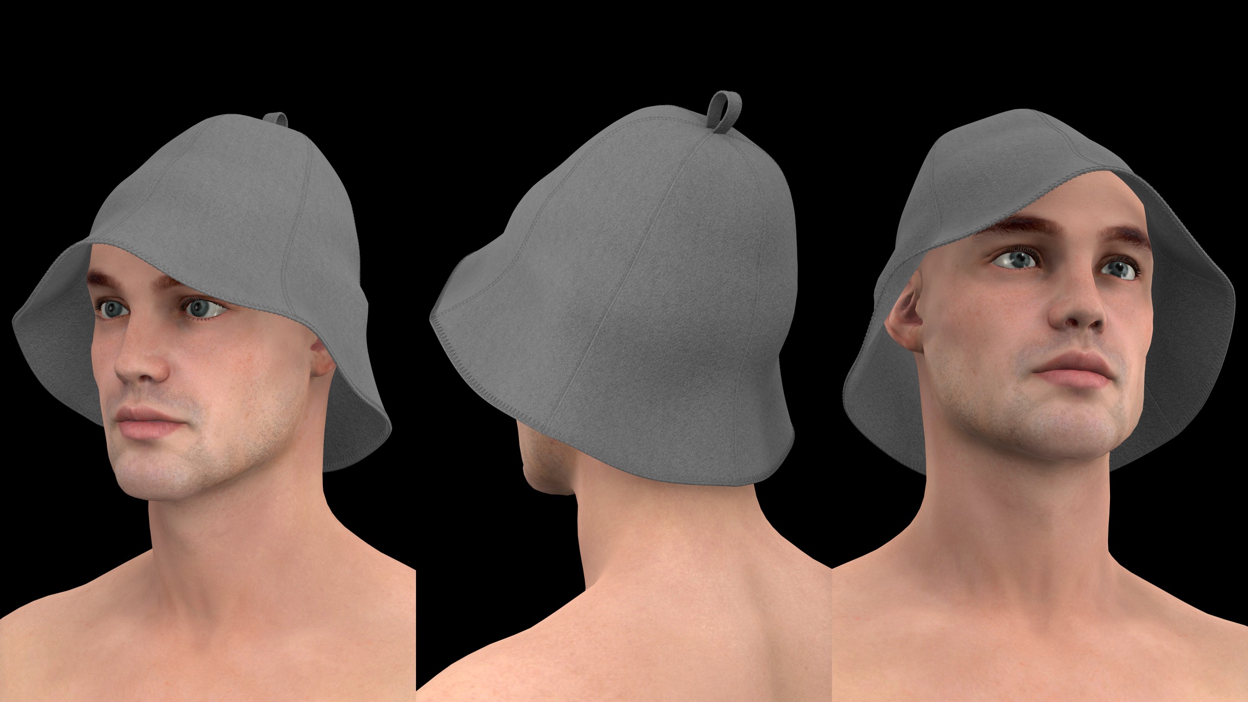 BASIC SAUNA FELT HAT mv2 highpoly 3D model_2