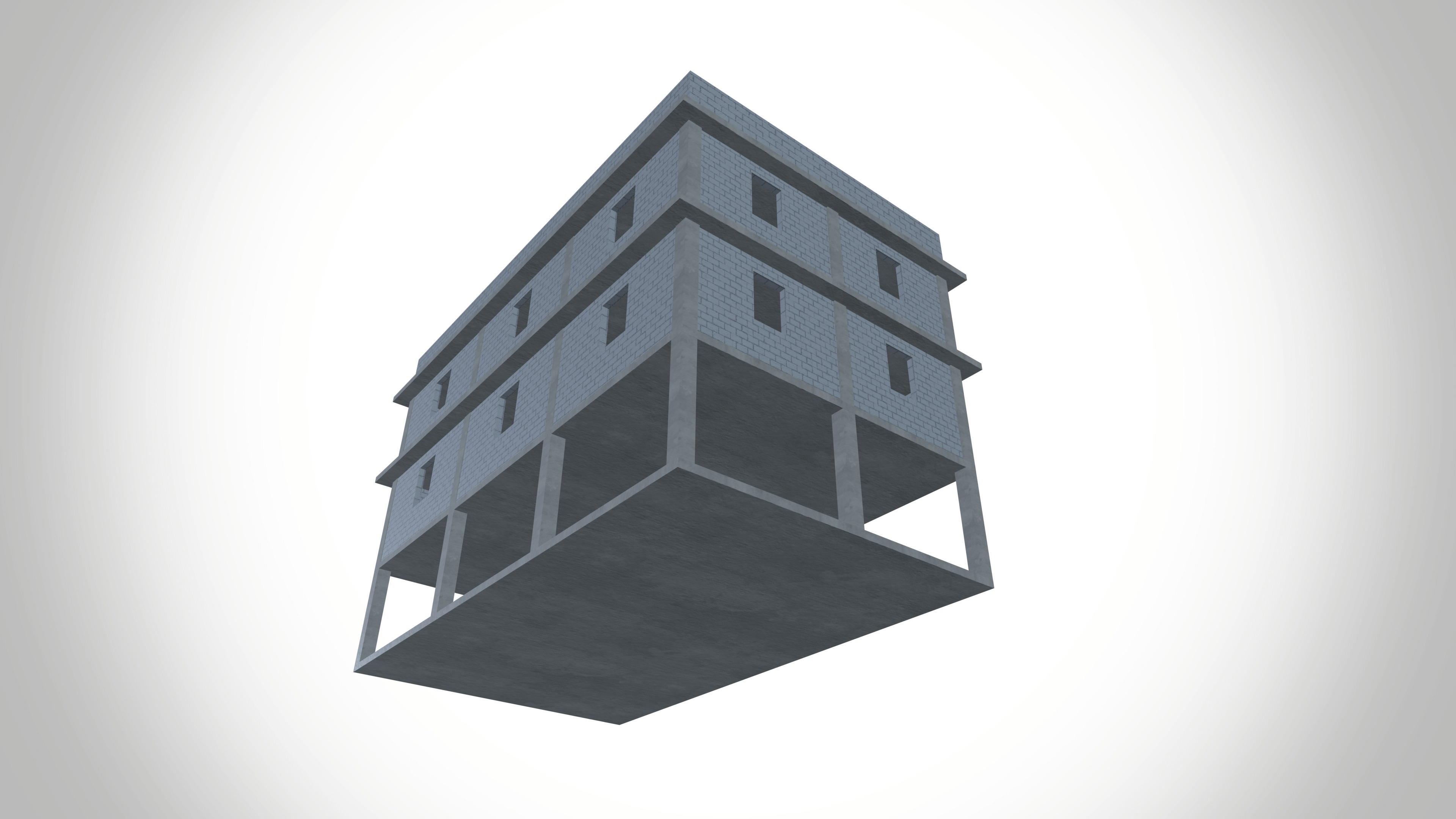 Under construction building Low-poly 3D model_6