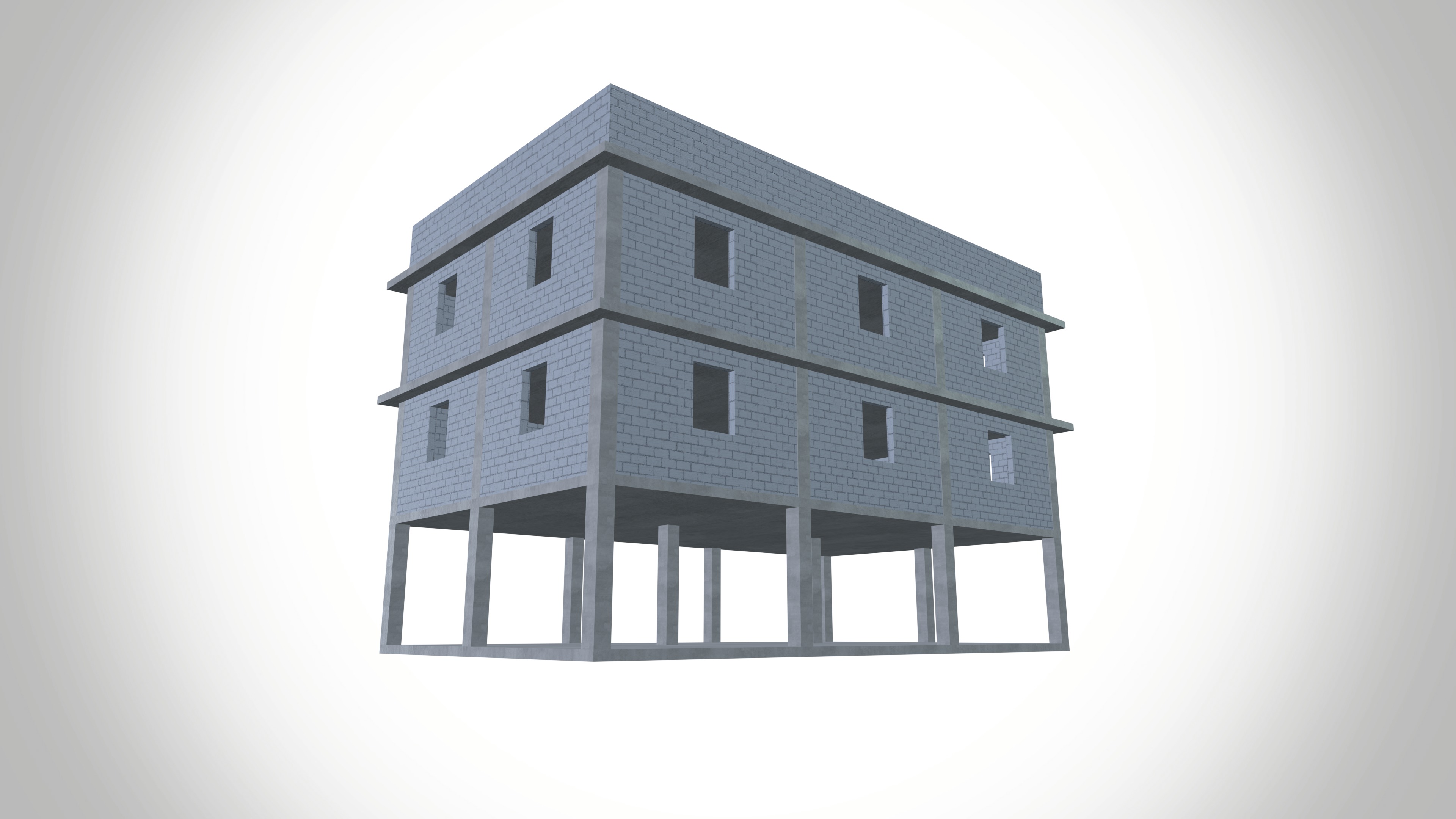 Under construction building Low-poly 3D model_5