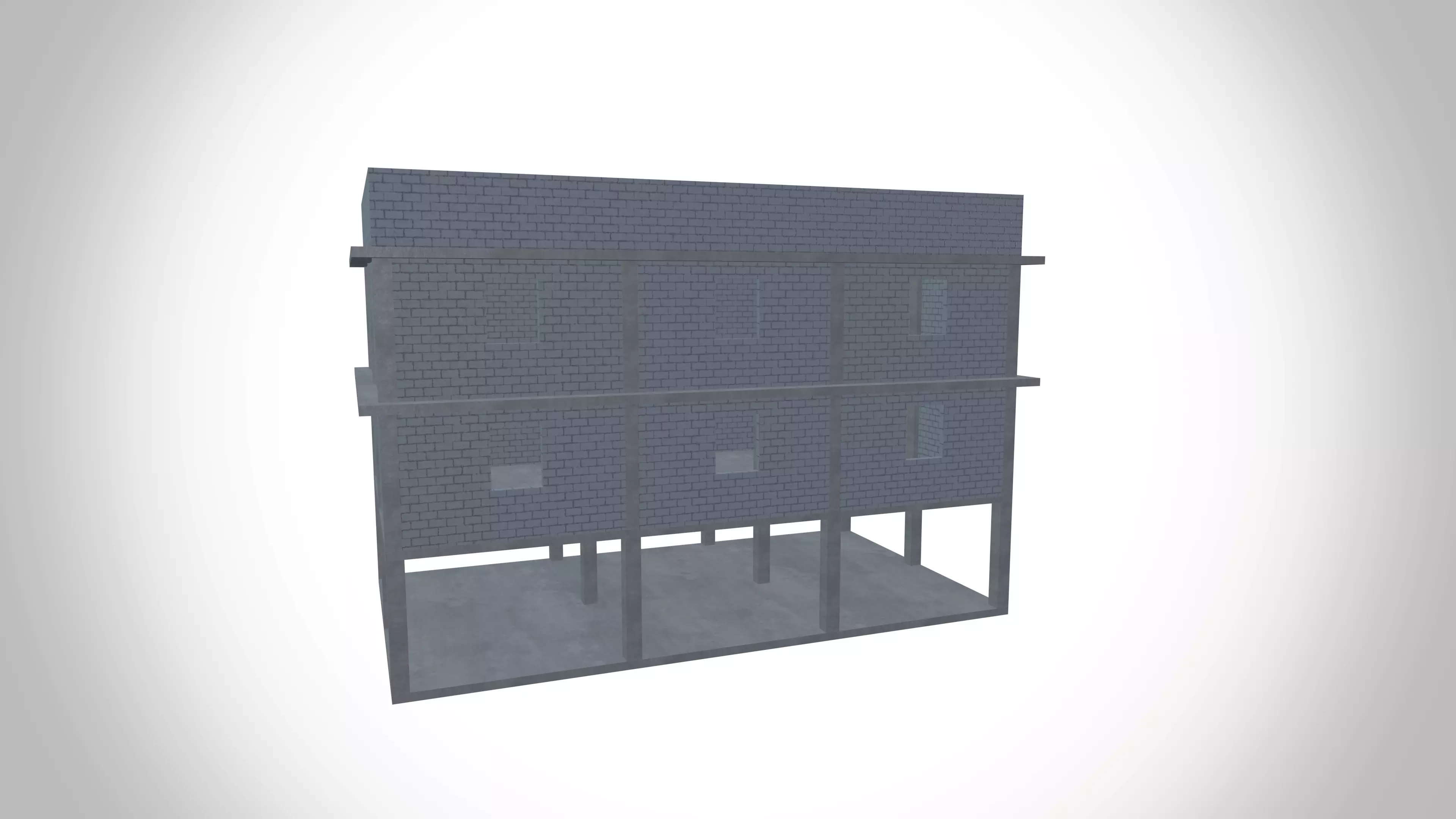 Under construction building Low-poly 3D model_0