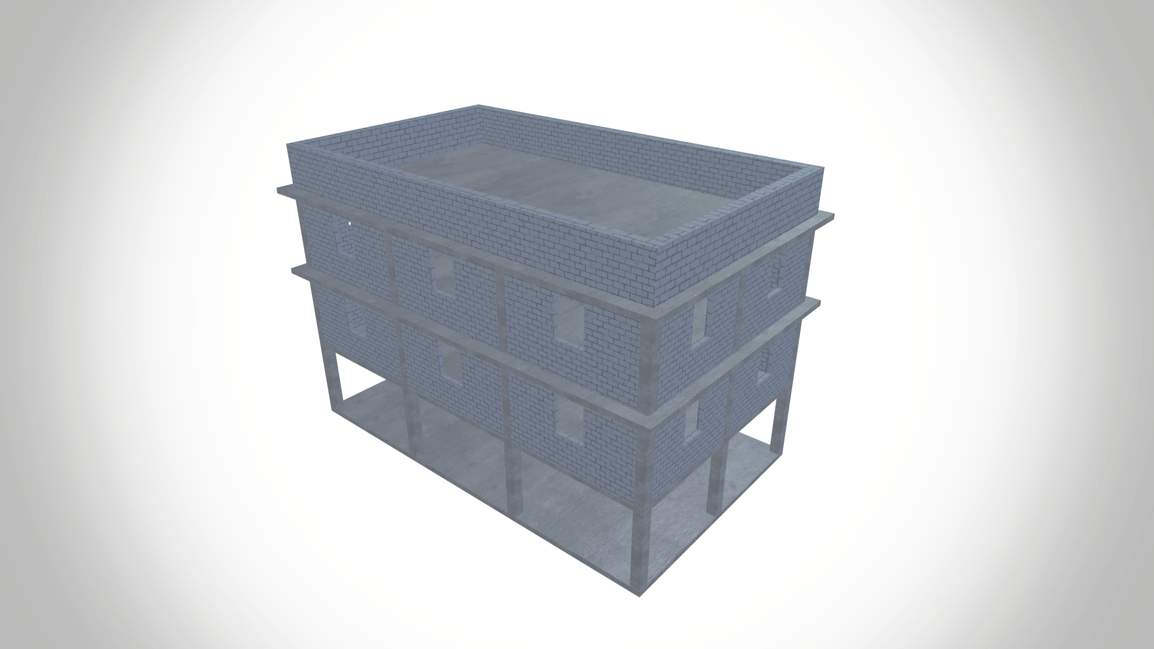 Under construction building Low-poly 3D model_2