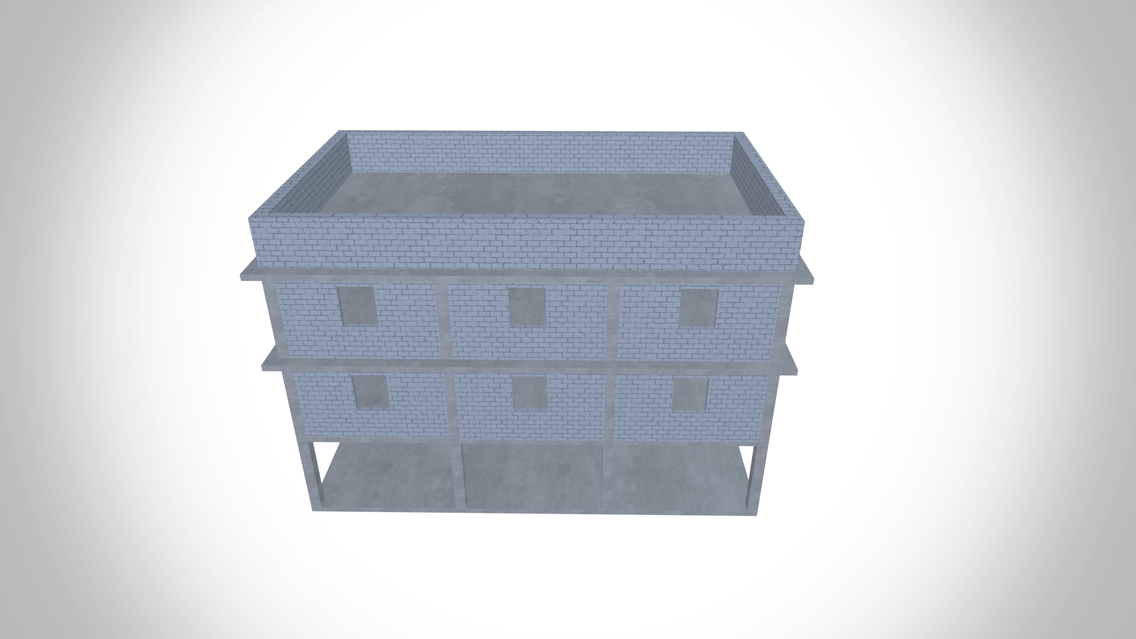 Under construction building Low-poly 3D model_3