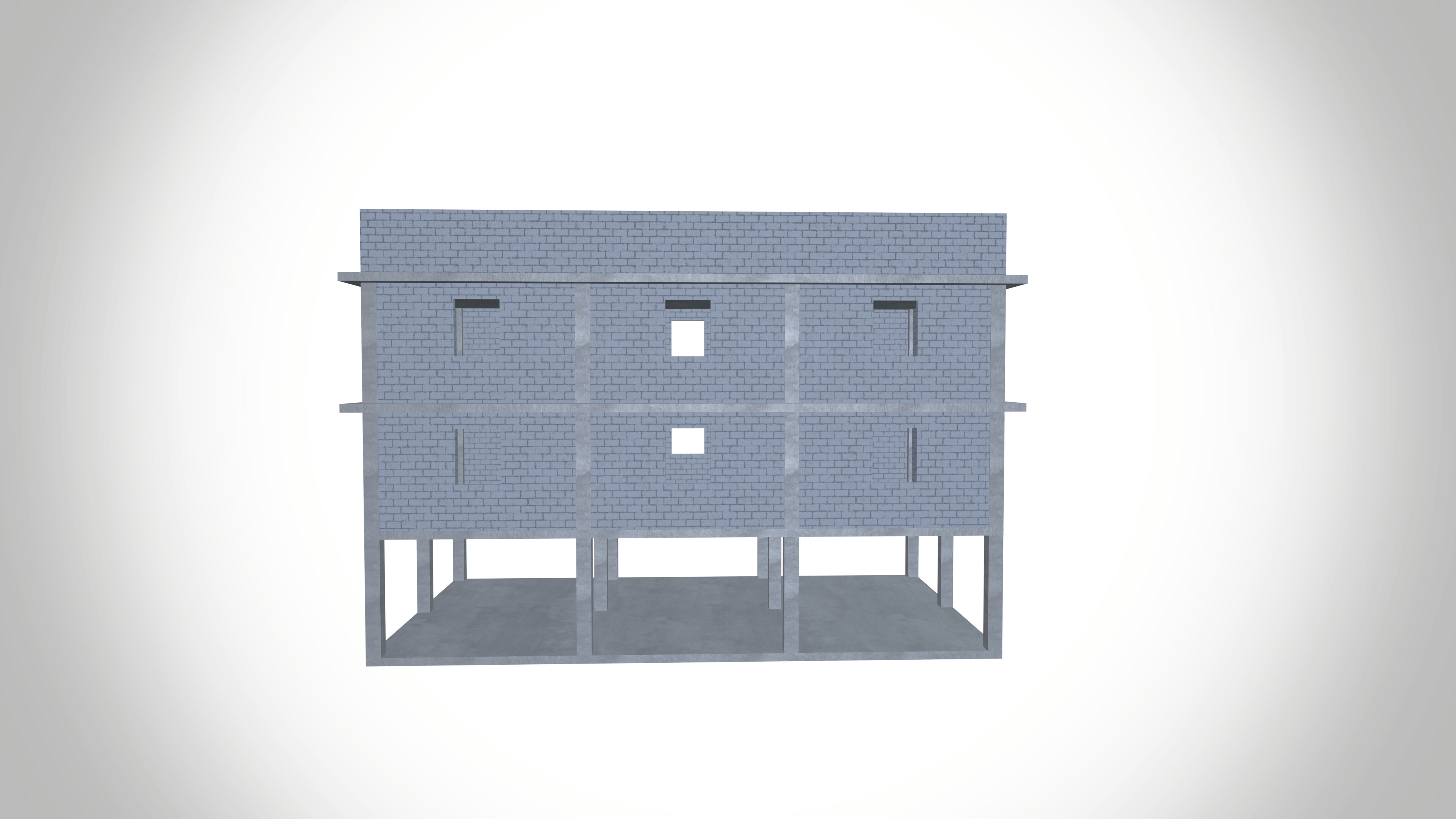 Under construction building Low-poly 3D model_7