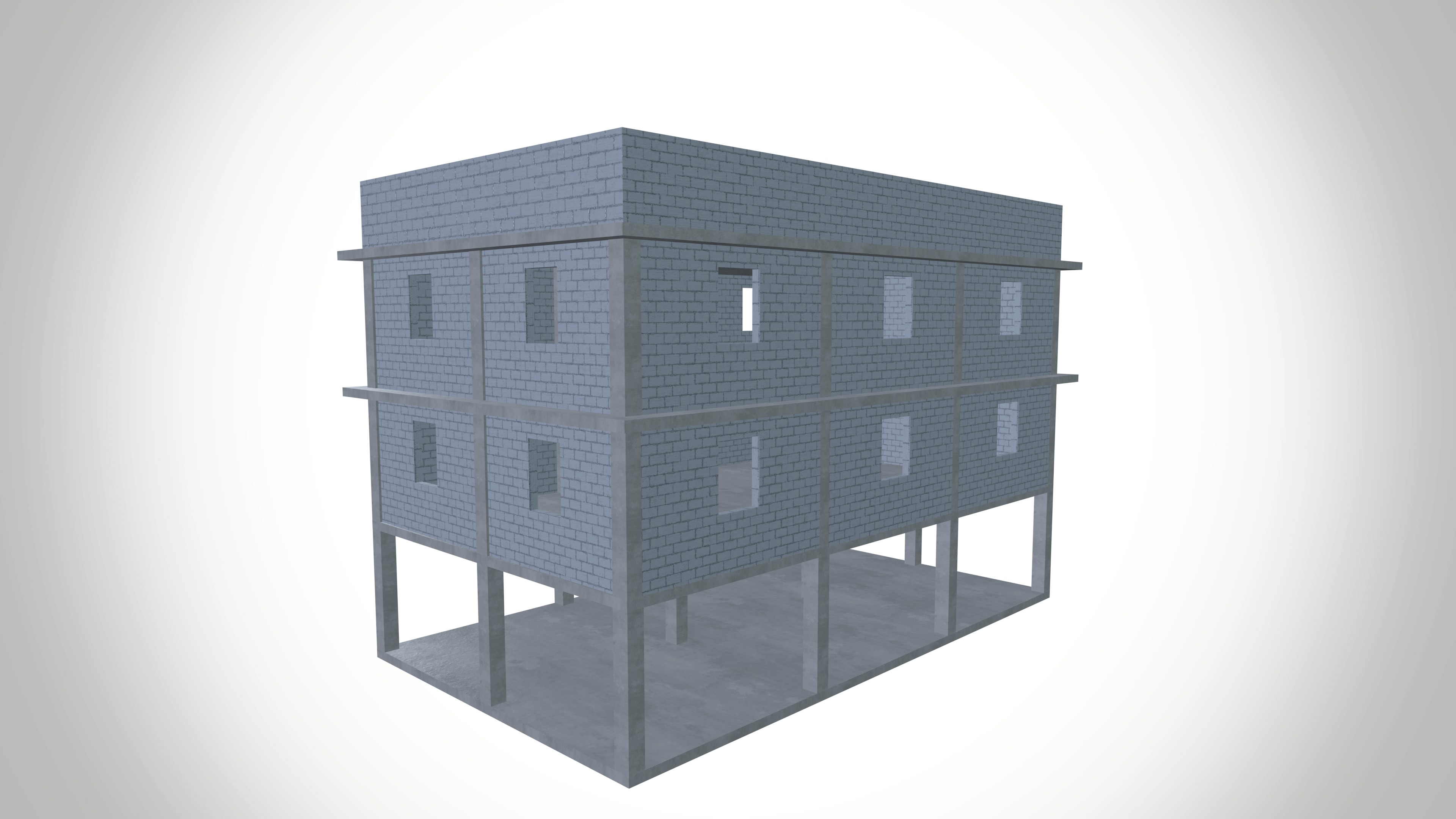 Under construction building Low-poly 3D model_9