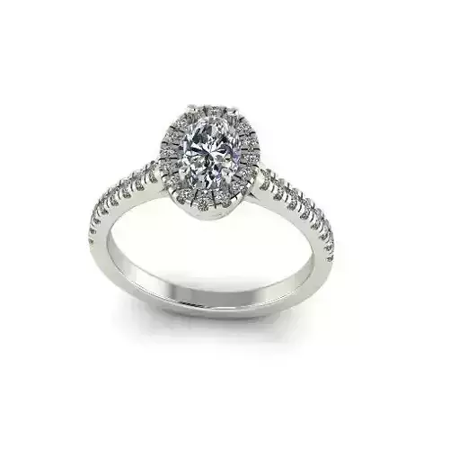 Oval halo engagement ring Model 6675