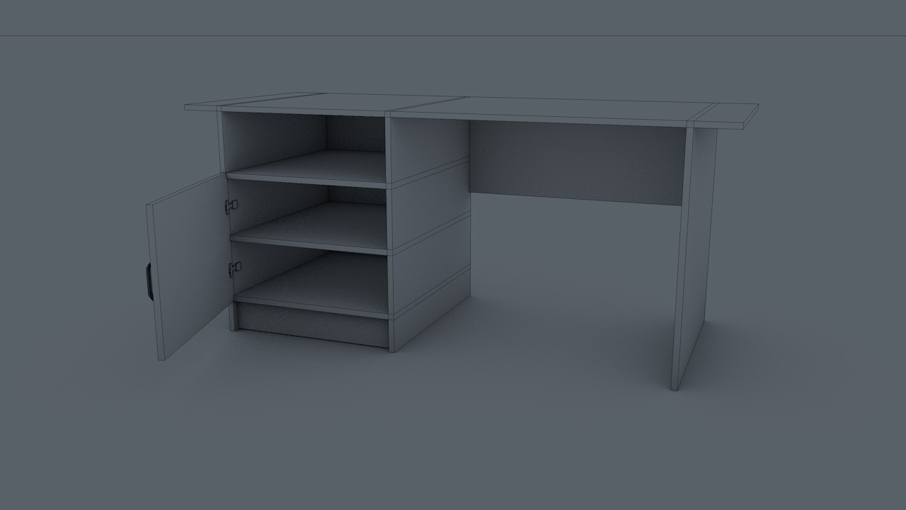 Office Table Low-poly 3D model_5