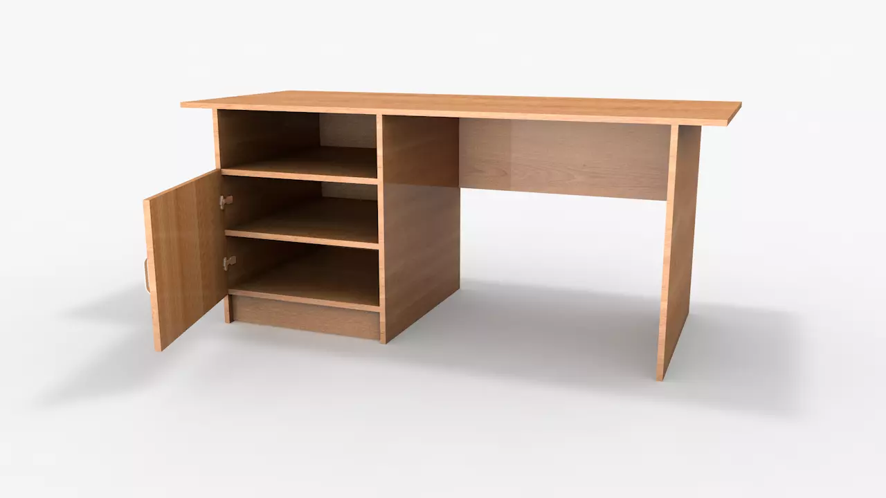 Office Table Low-poly 3D model_0