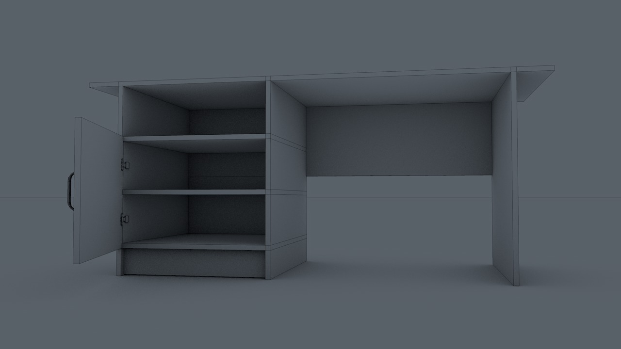 Office Table Low-poly 3D model_8