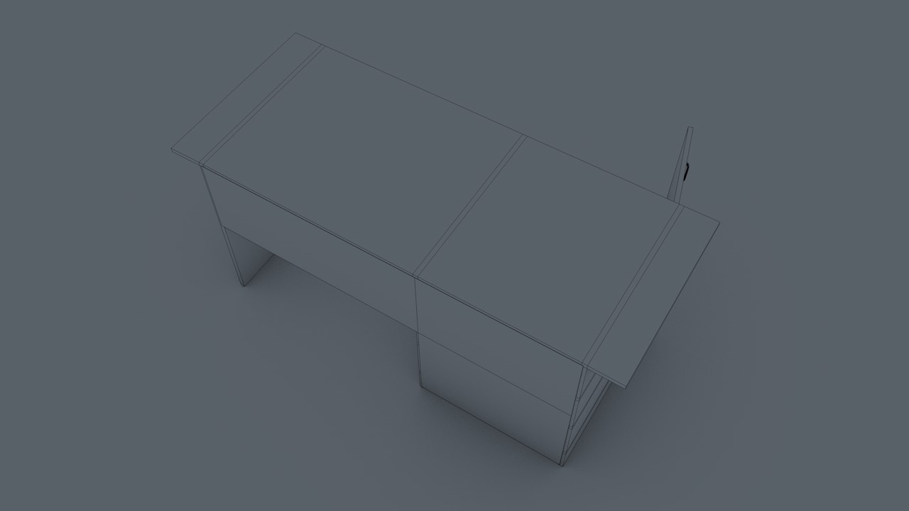 Office Table Low-poly 3D model_7