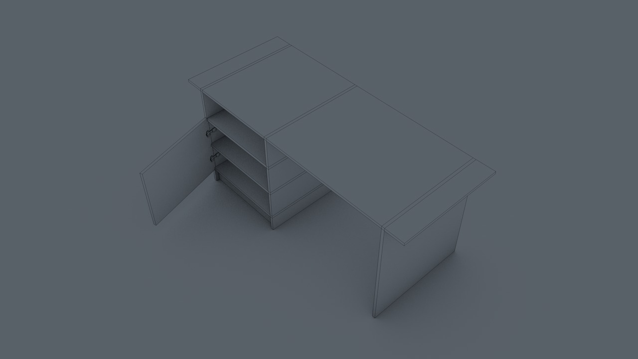 Office Table Low-poly 3D model_9