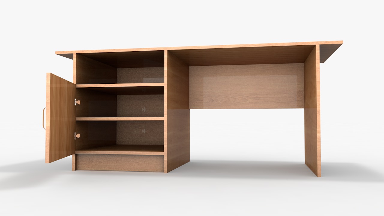 Office Table Low-poly 3D model_3