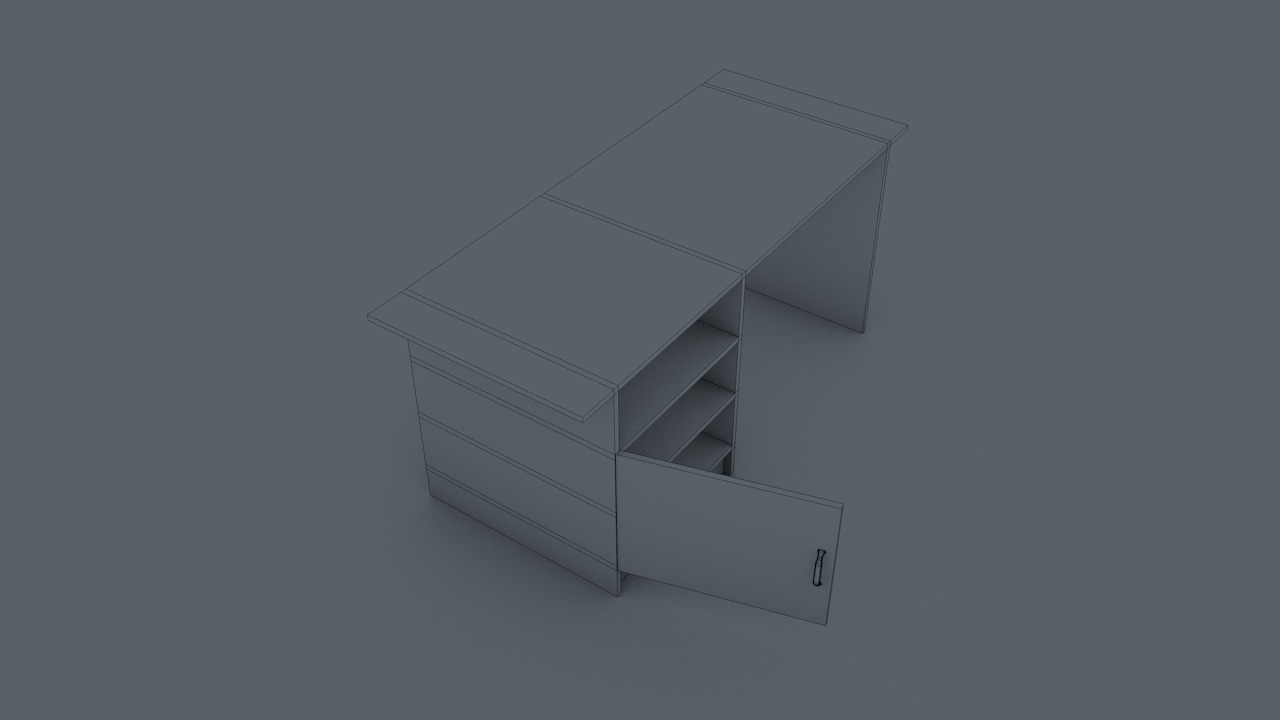 Office Table Low-poly 3D model_6