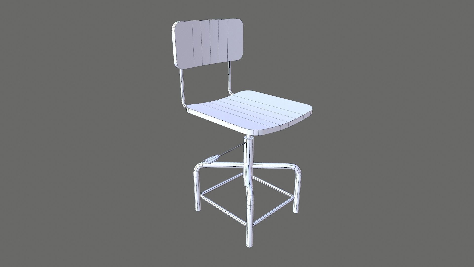 Metal Chair Low-poly 3D model_9