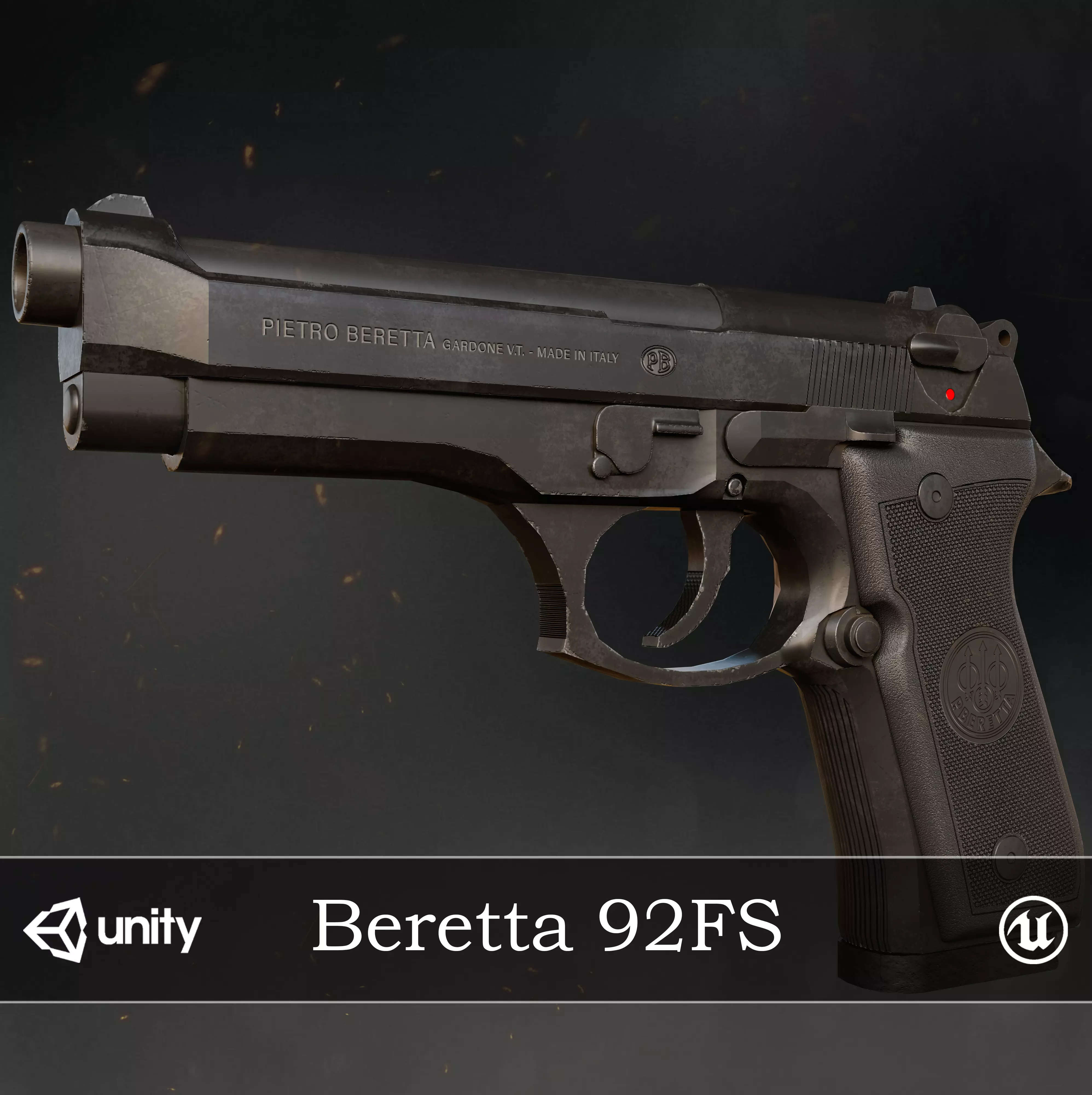 Beretta 92FS Low-poly 3D model