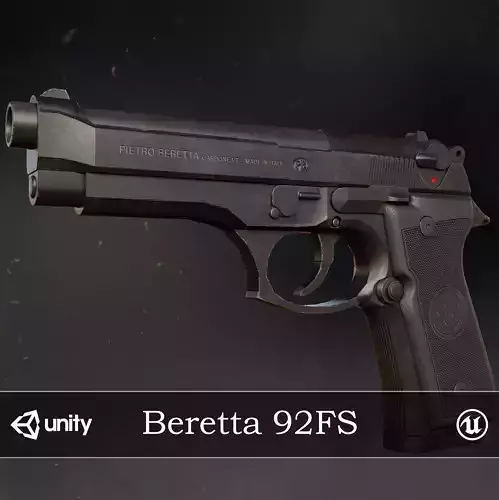 Beretta 92FS  Low-poly 3D model