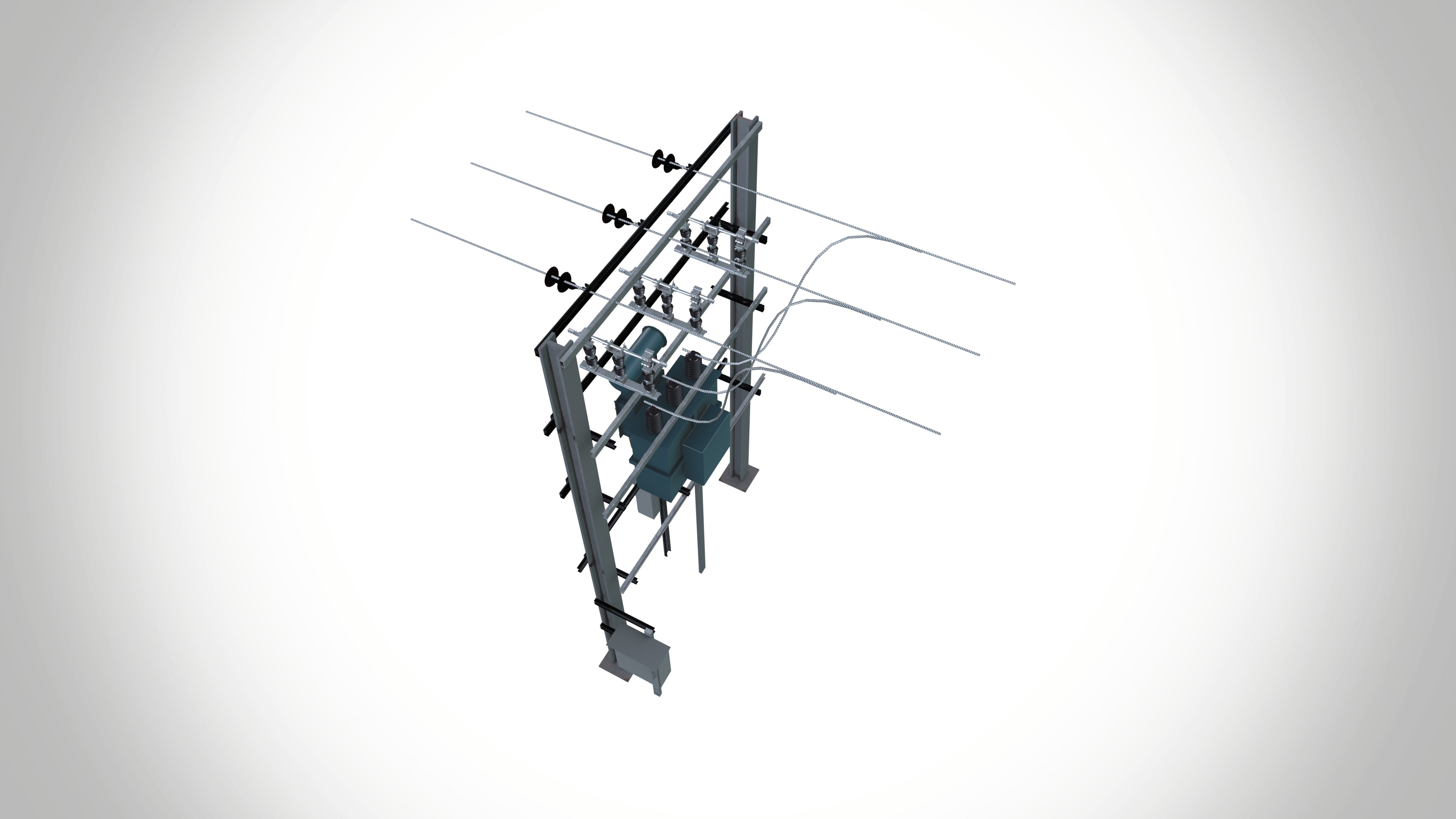 Pole With Transformer Low-poly 3D model_5