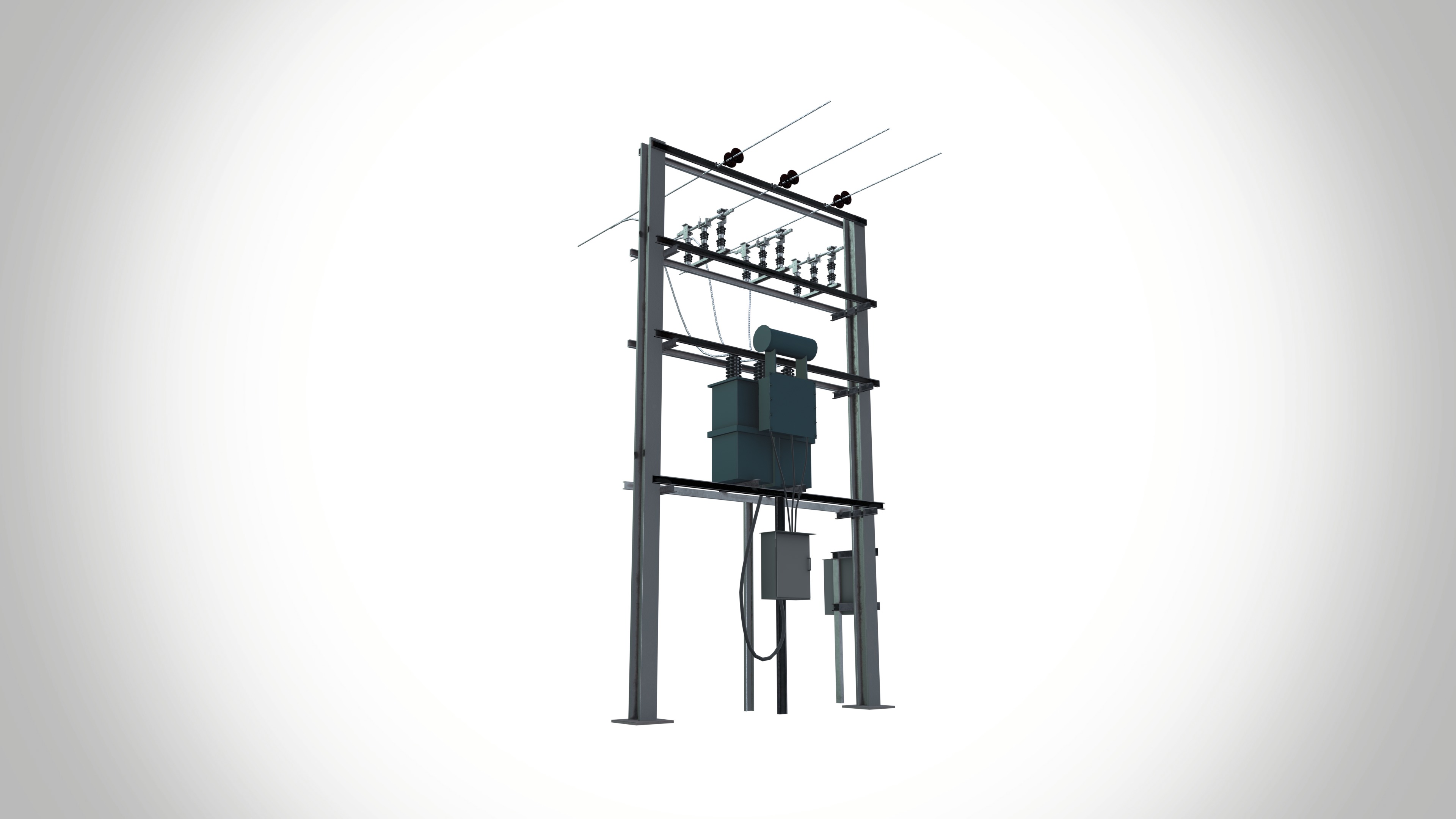 Pole With Transformer Low-poly 3D model_7