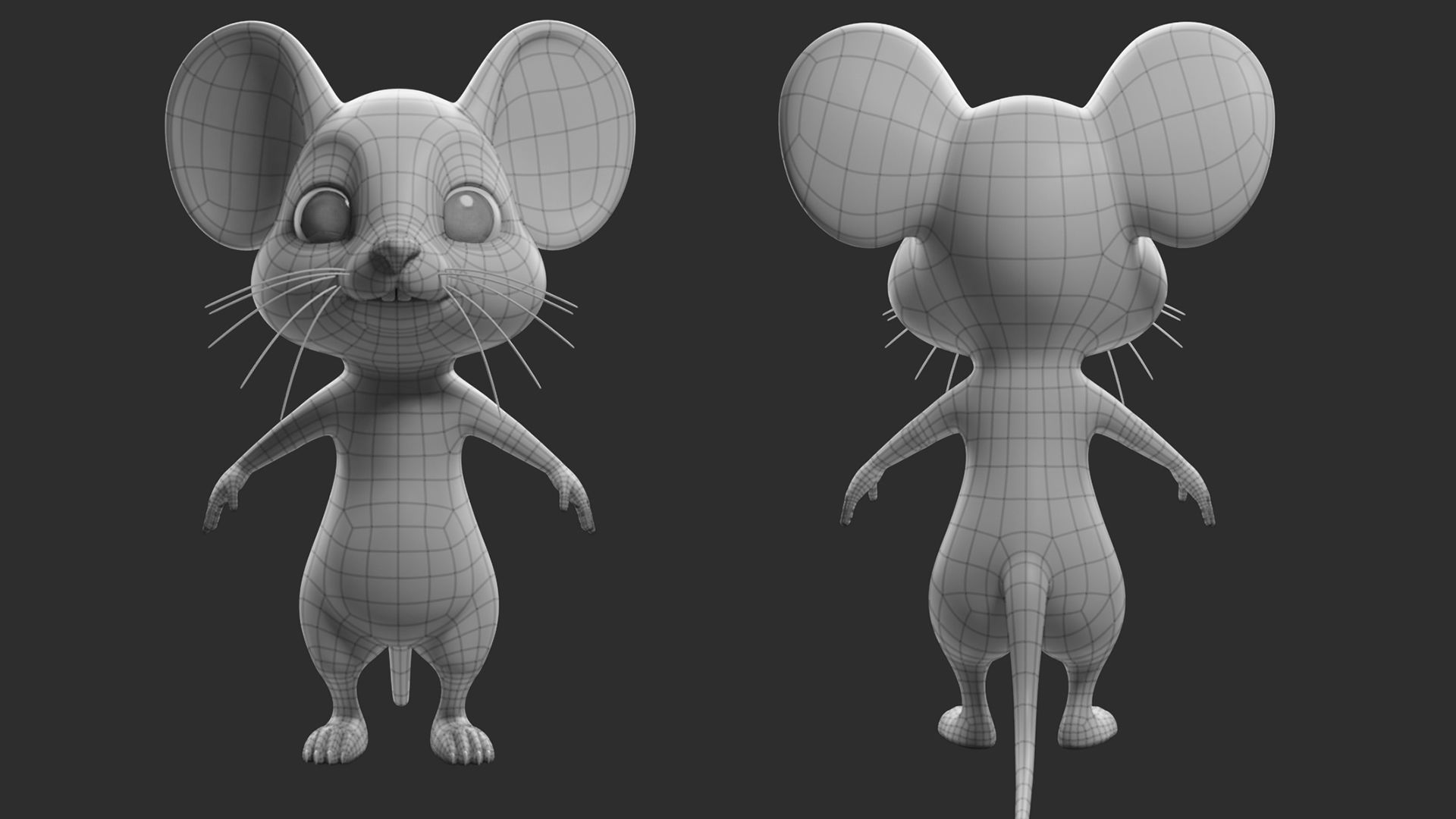 Mouse Cartoon Low-poly 3D model_3