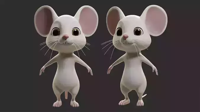 Mouse Cartoon Low-poly 3D model