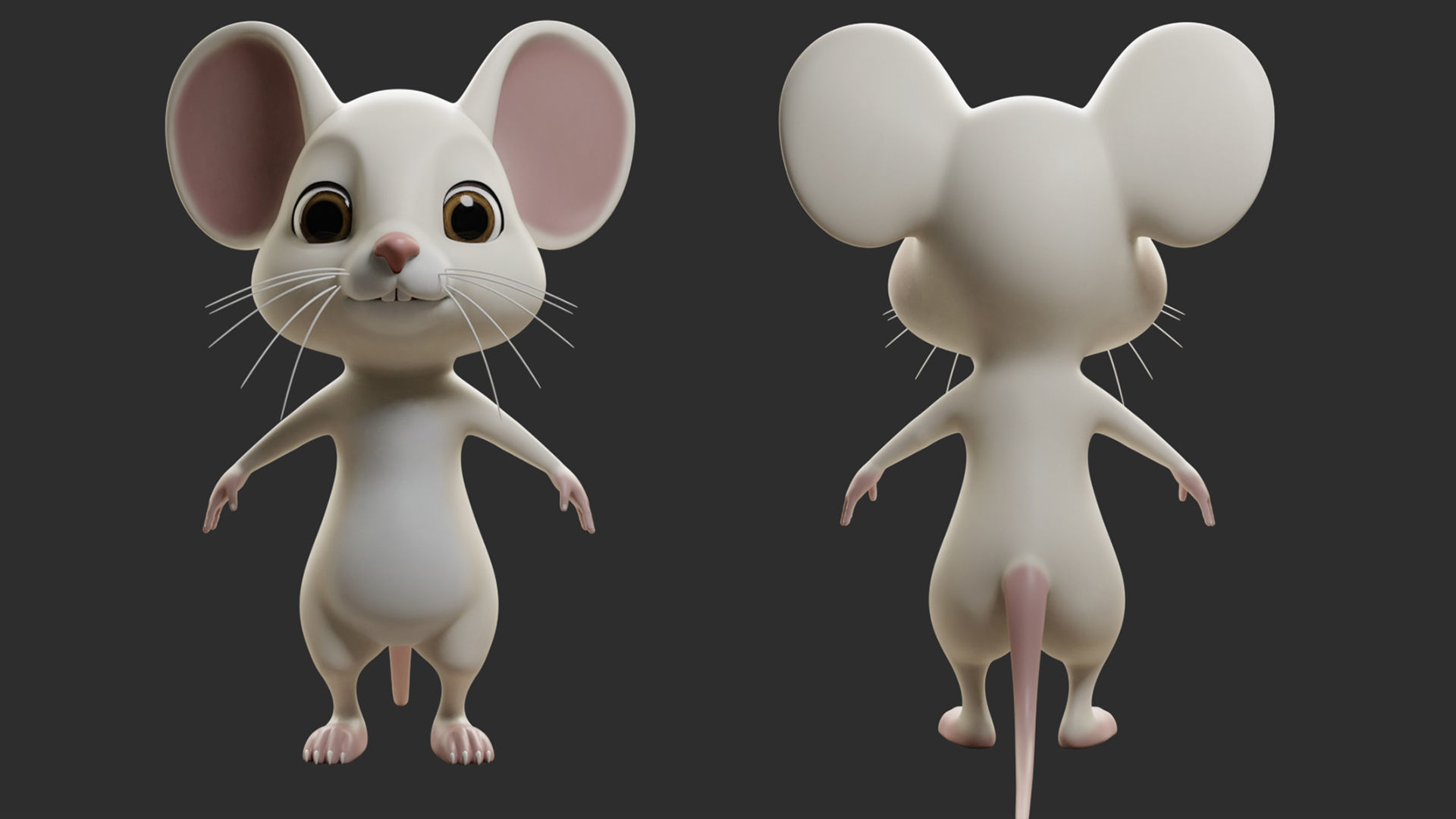 Mouse Cartoon Low-poly 3D model_1