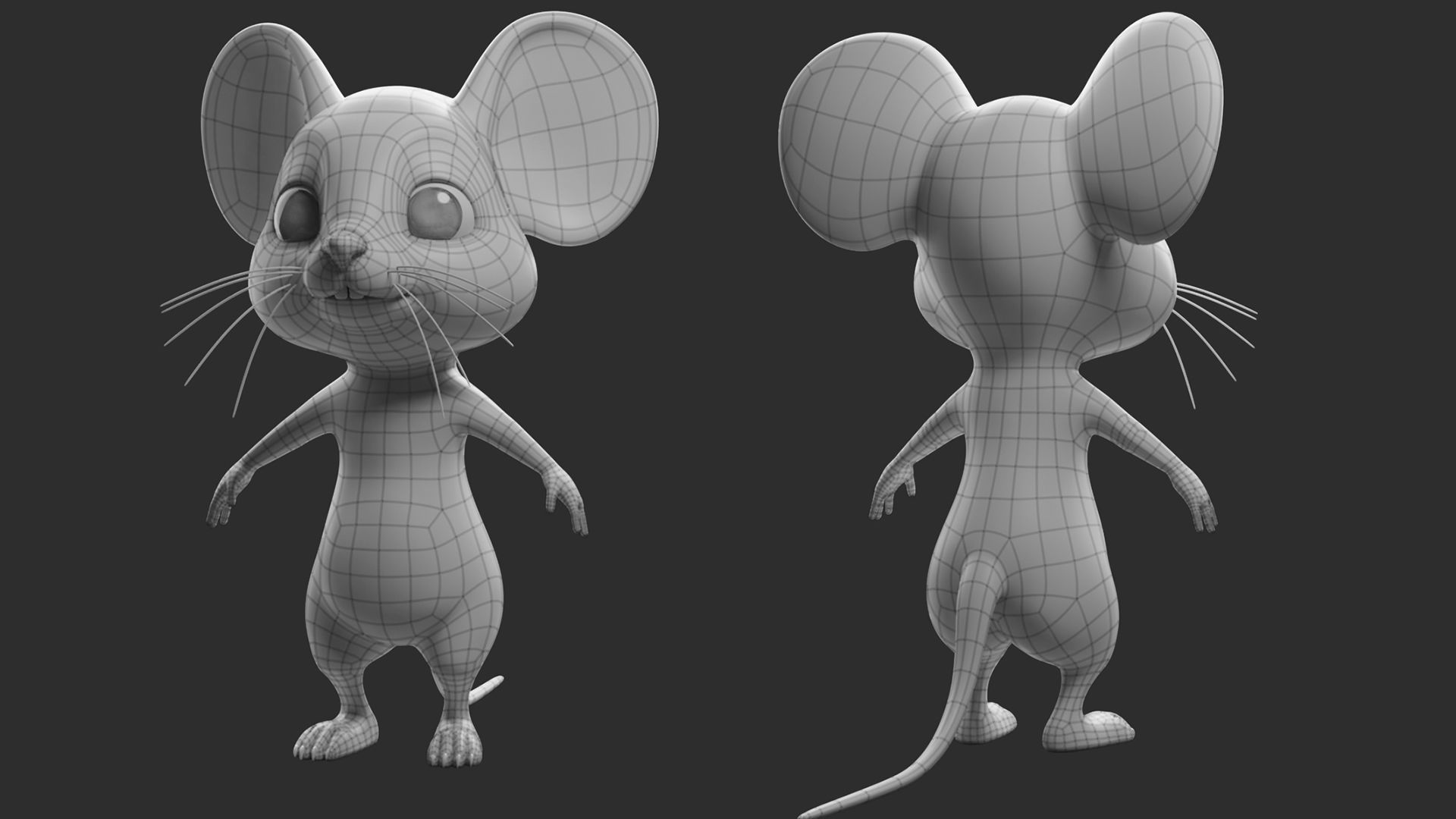Mouse Cartoon Low-poly 3D model_6