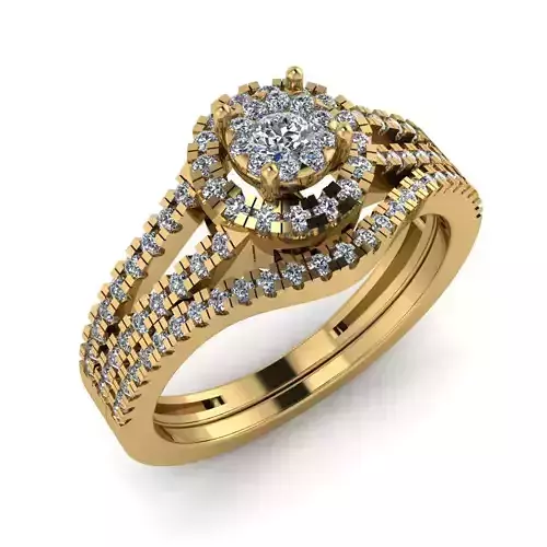 Women Diamond Ring 3dm STL  Render Details - EZ - 006