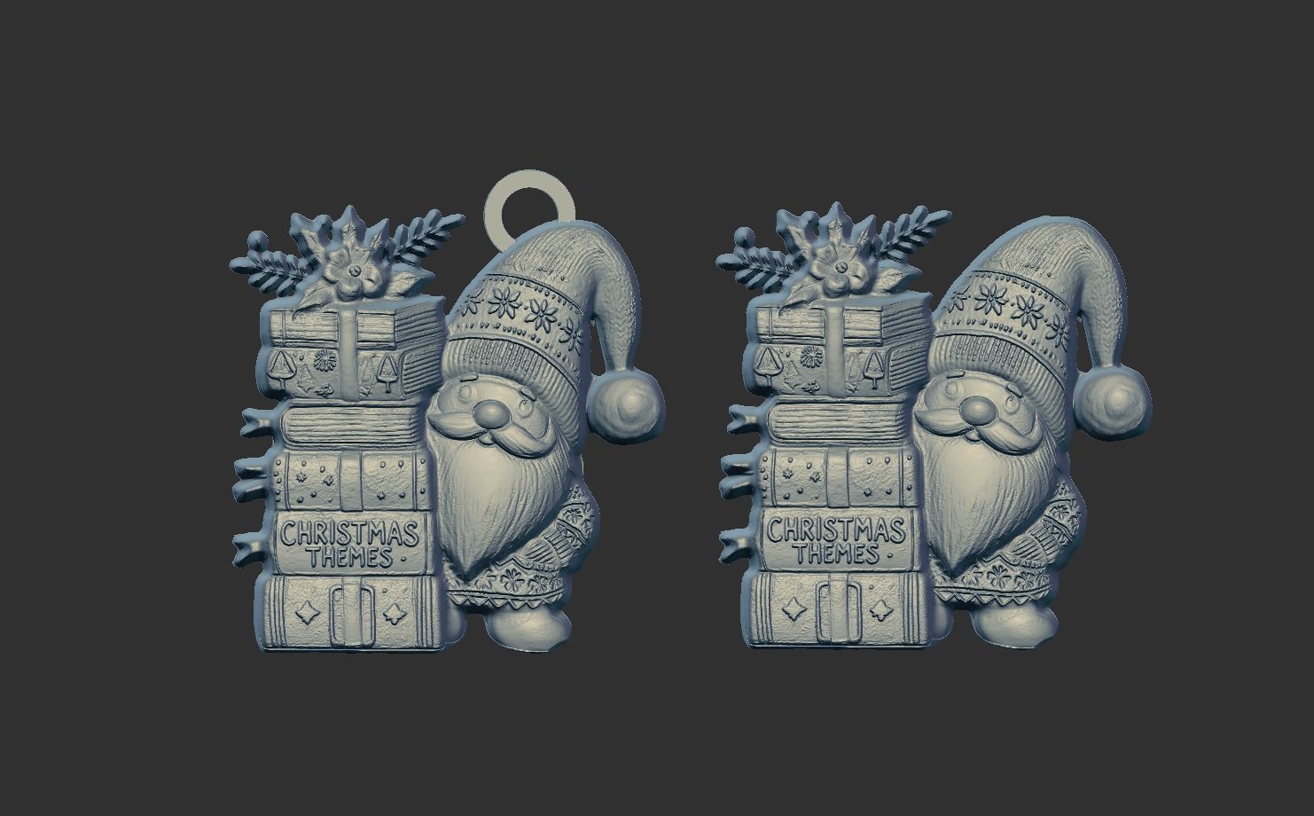 christmas books theme pentant 3D print model_4