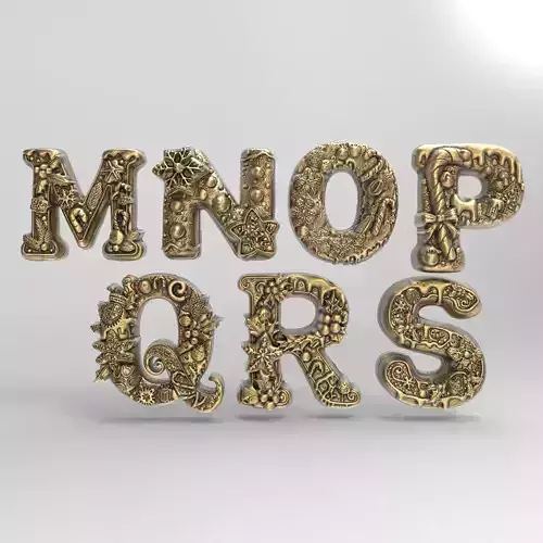 christmas alphabet decor M to S  3D print model