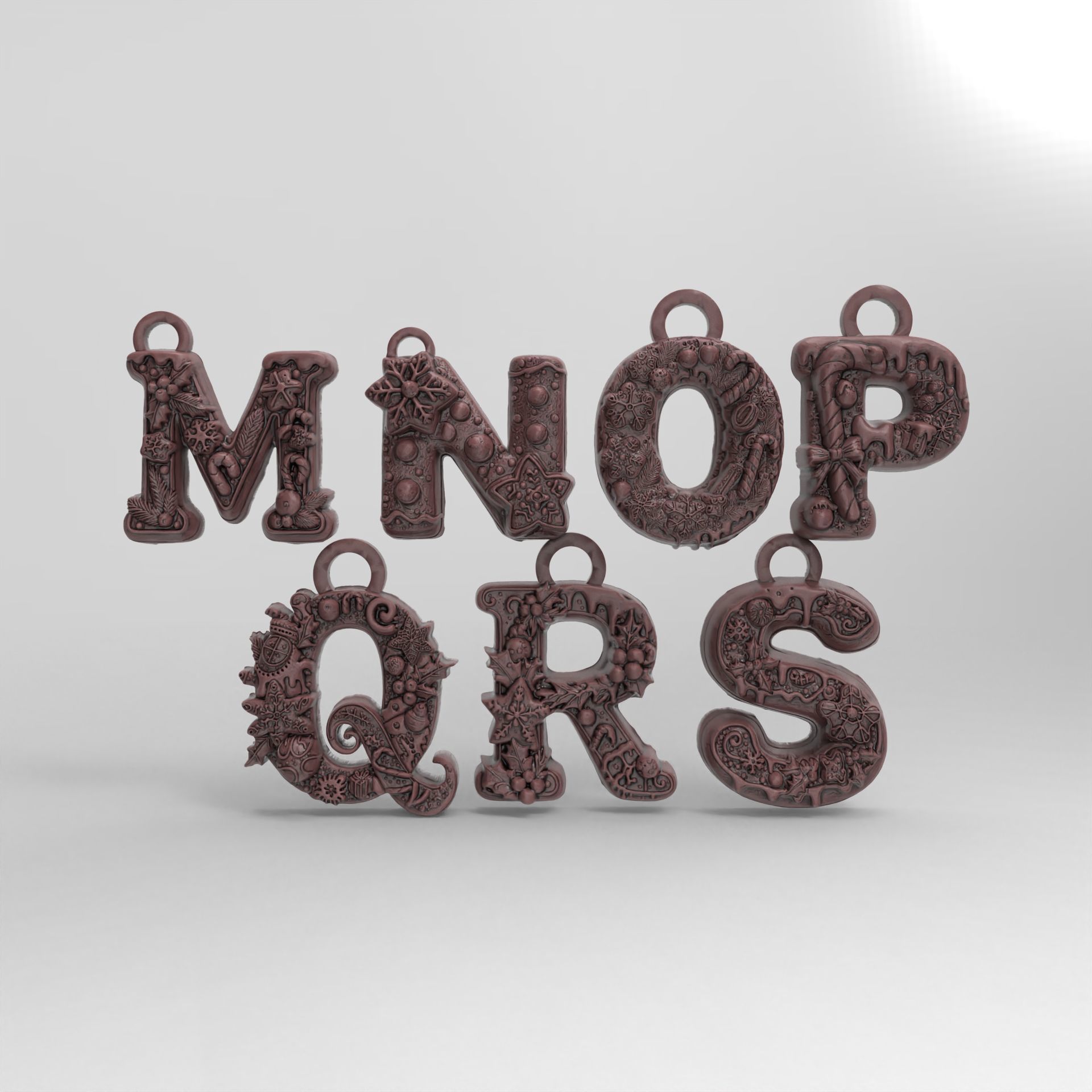 christmas alphabet decor M to S  3D print model_5