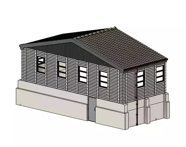 Model Railway Low Relief Industrial Building 3 Back 3D print model