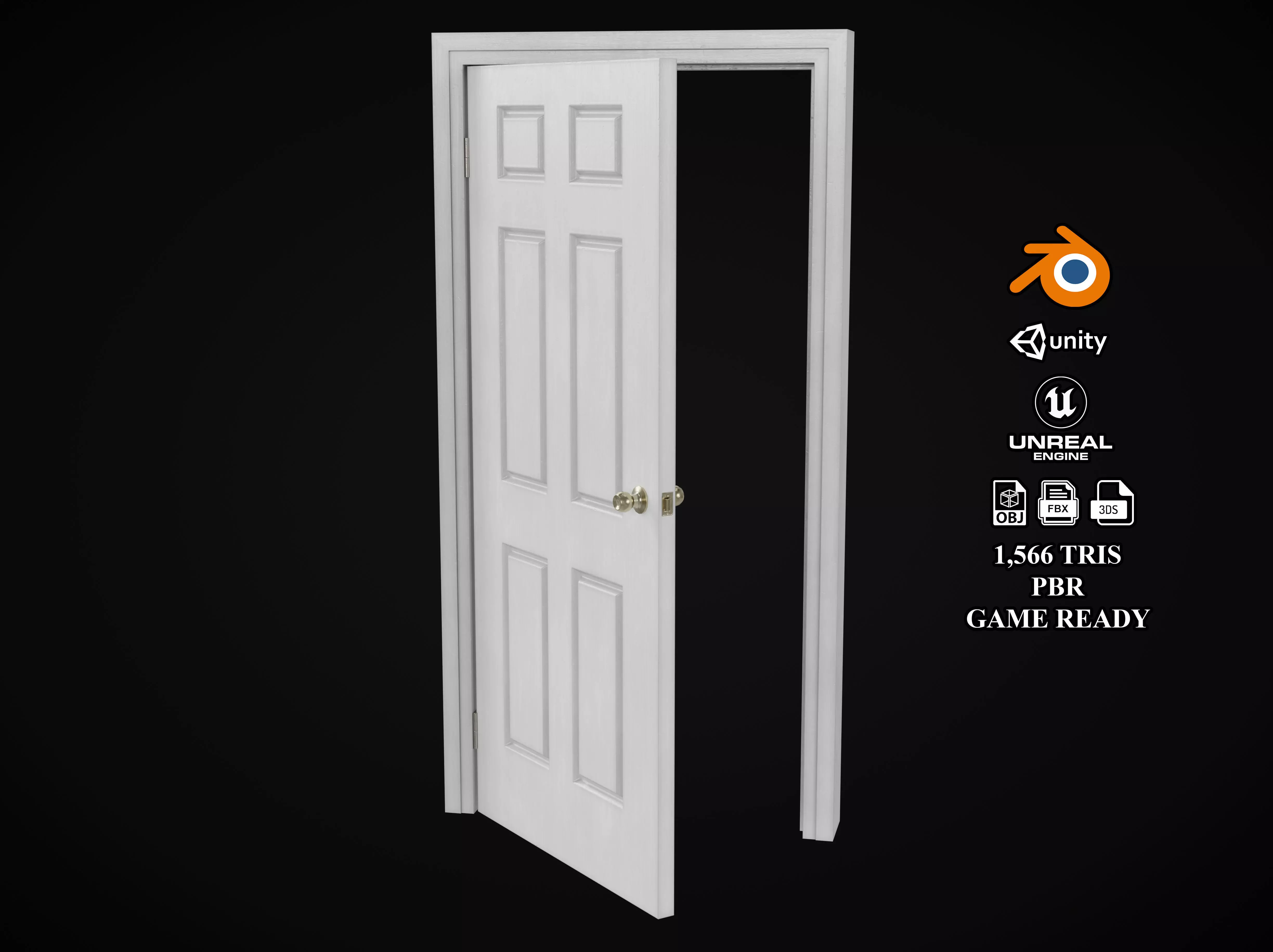 Low Poly Door wooden Low-poly 3D model