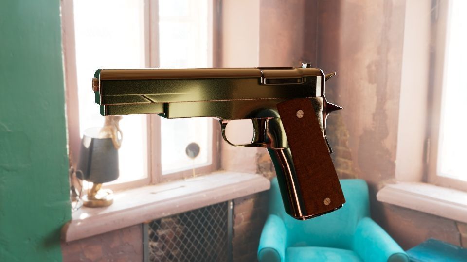 M1911 colt Low-poly 3D model_1