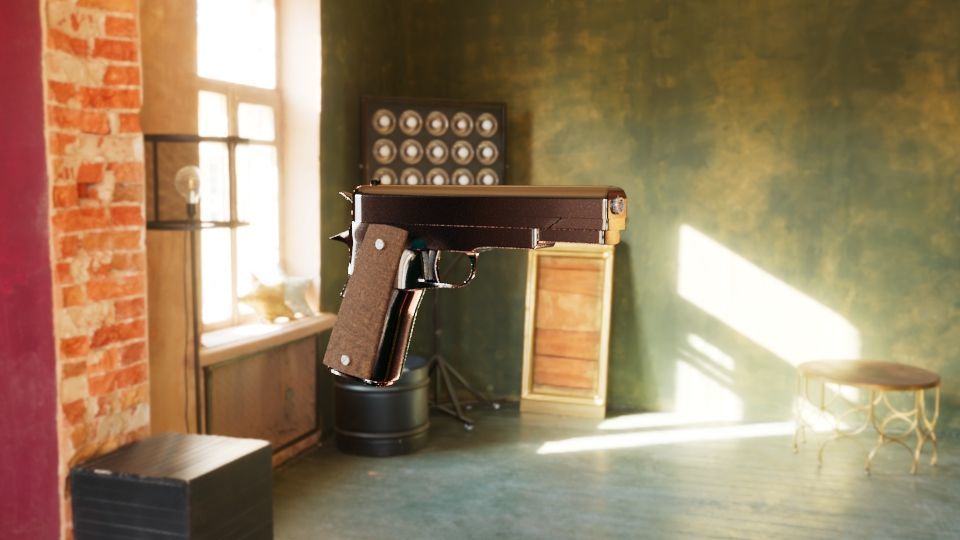 M1911 colt Low-poly 3D model_2