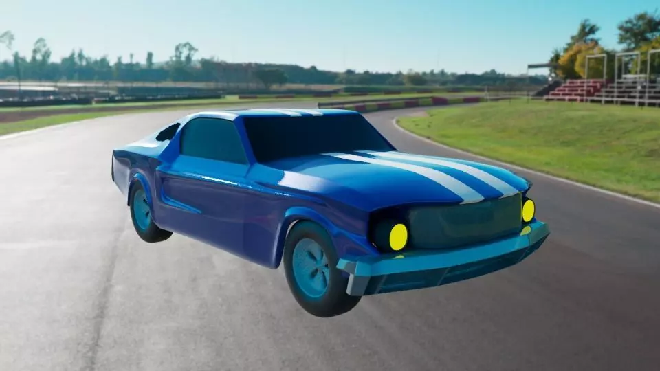 mustang car Low-poly 3D model_0