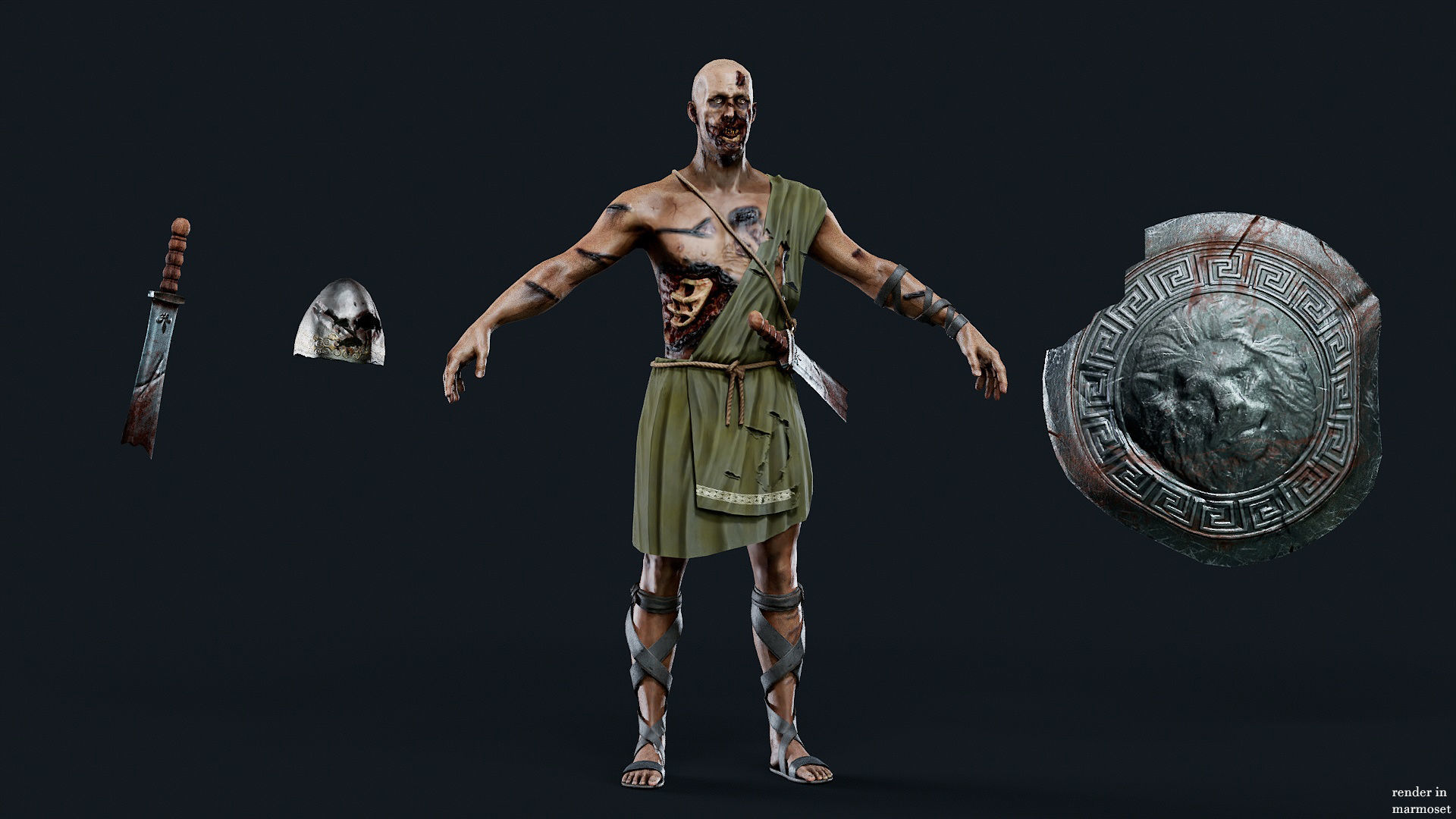SPARTAN ILOTE UNDEAD 2 Low-poly 3D model_9