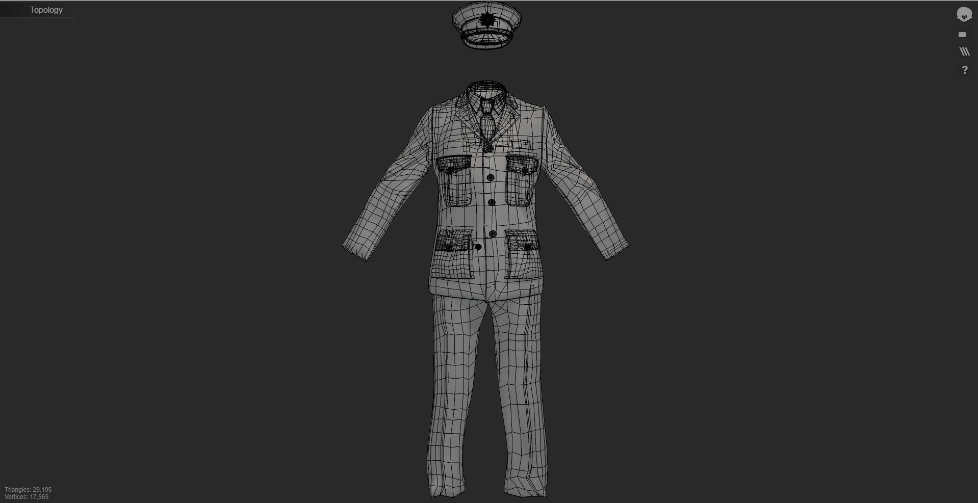 3D Model Collection of Modern London Fire Brigade Formal Uniform Low-poly 3D model_8