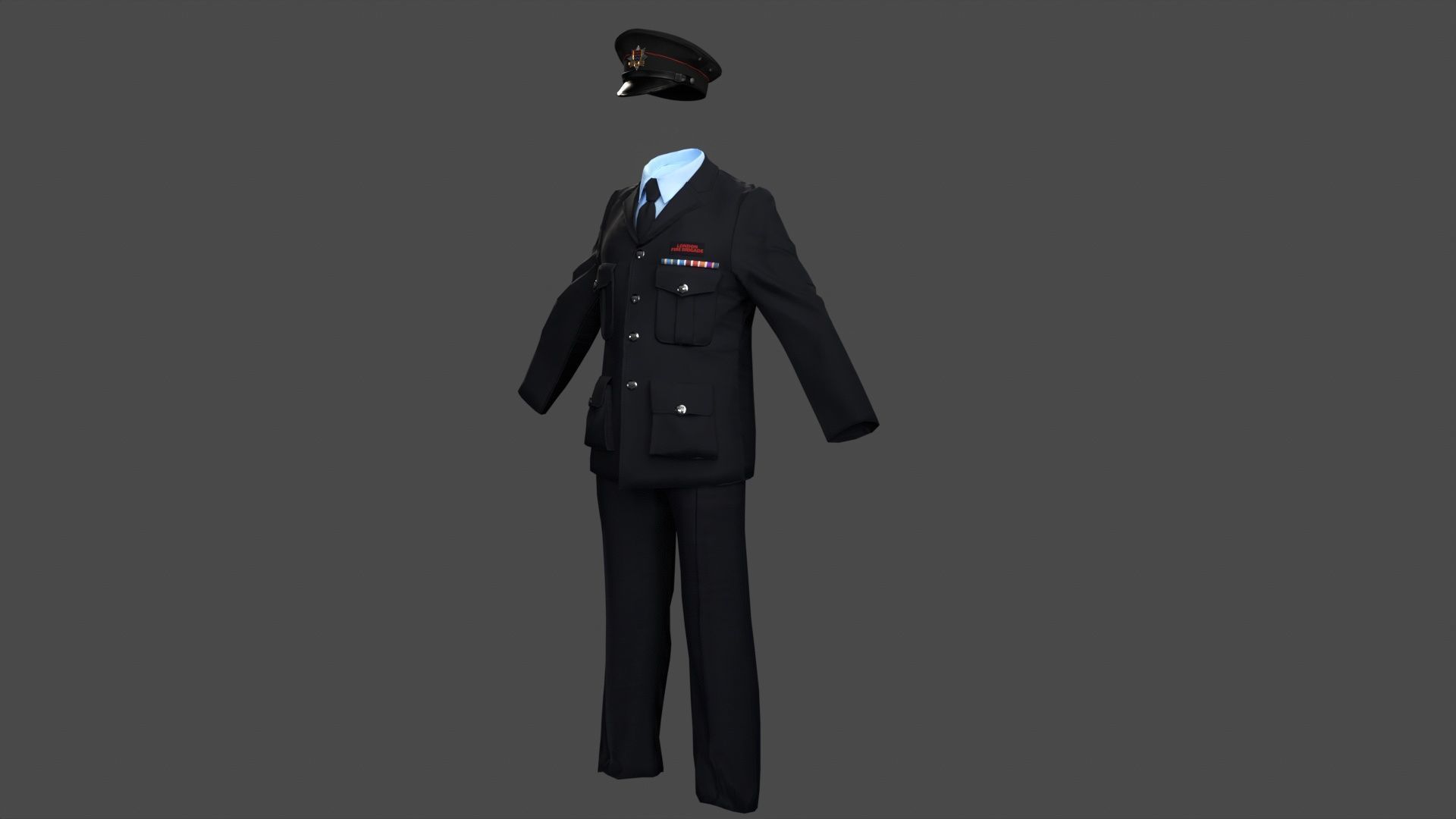 3D Model Collection of Modern London Fire Brigade Formal Uniform Low-poly 3D model_7
