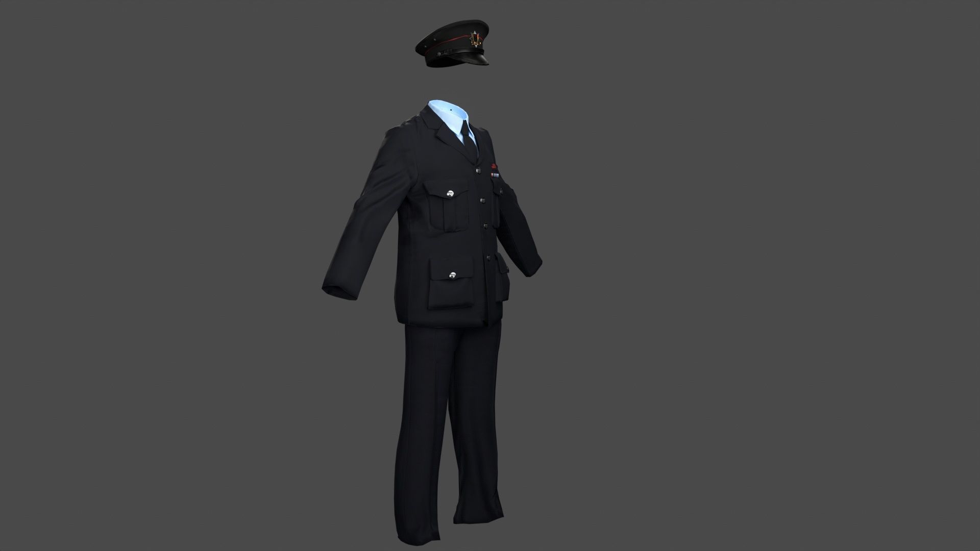 3D Model Collection of Modern London Fire Brigade Formal Uniform Low-poly 3D model_3